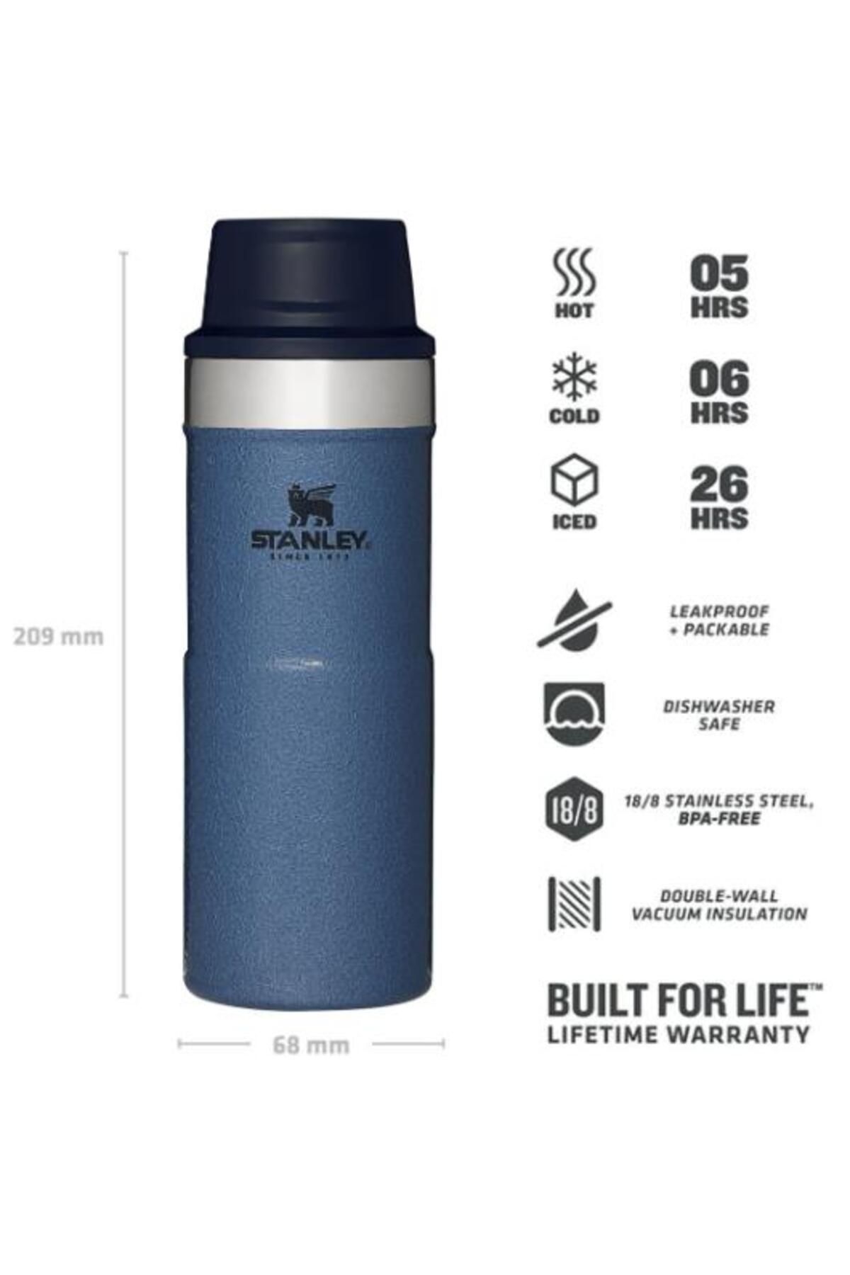 فلاسک آبی کلاسیک Trigger Action Thermos Cup 0.35 Lt Stanley
