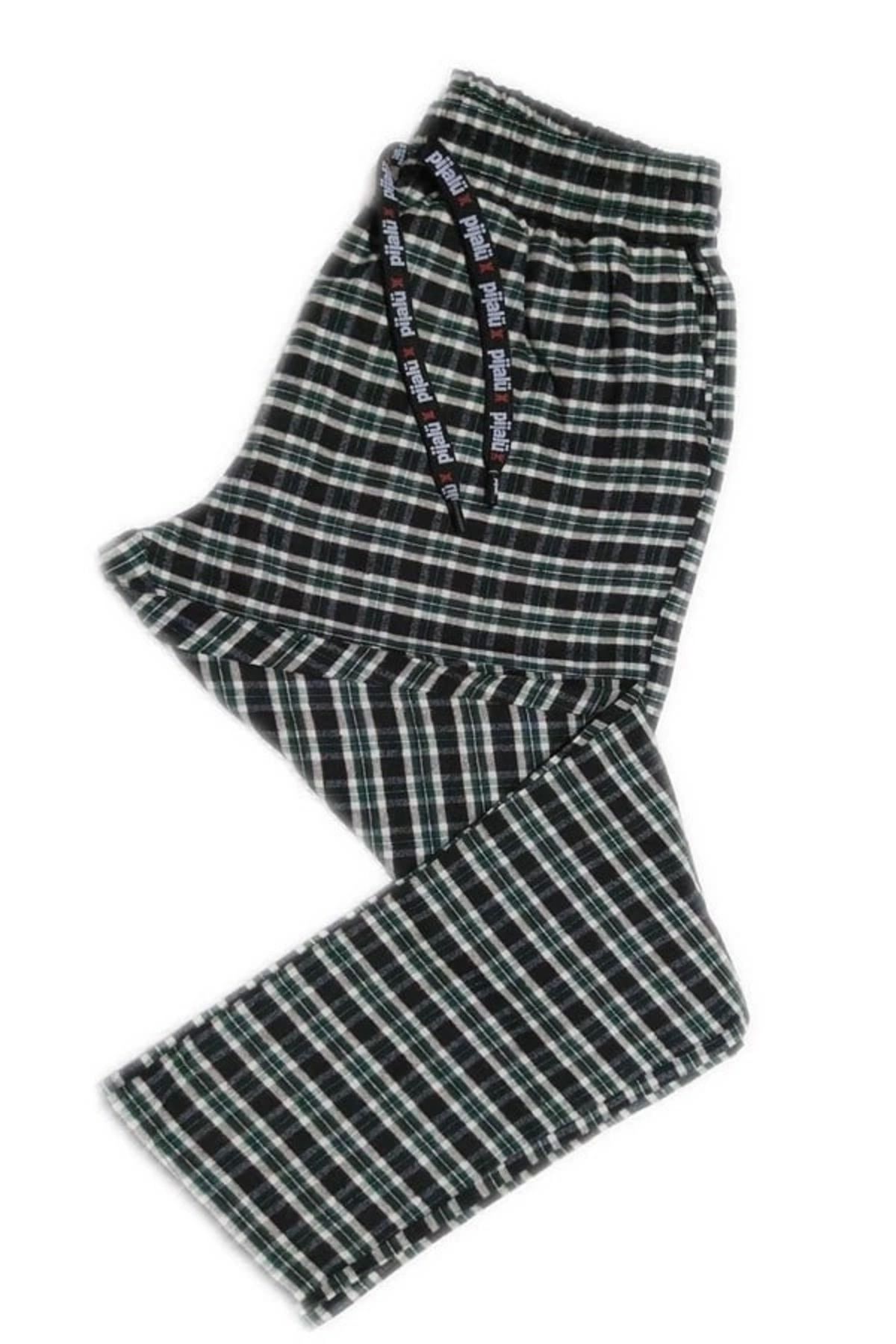 FTT SHOPPING MARKET Pijalüx Erkek Kareli Poplin Cepli Alt Pijama