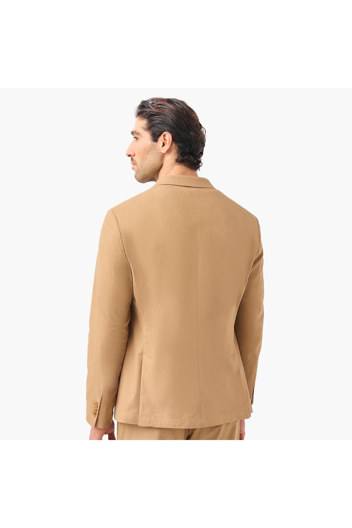 Iconic-Textured Linen Blend Blazer With Button Closure And Pockets 3