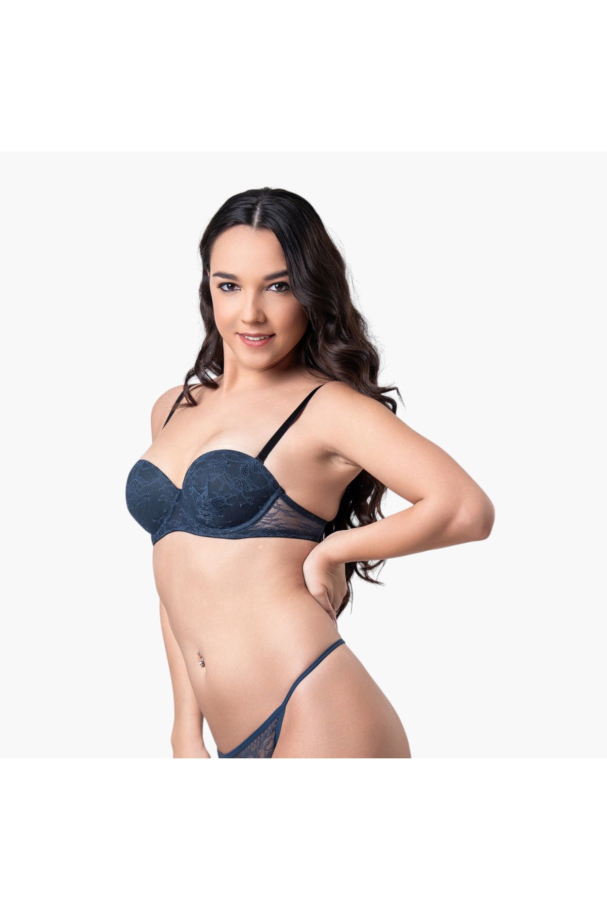 Aadaraya-Lace Detail Balconette Bra with Hook and Eye Closure 3