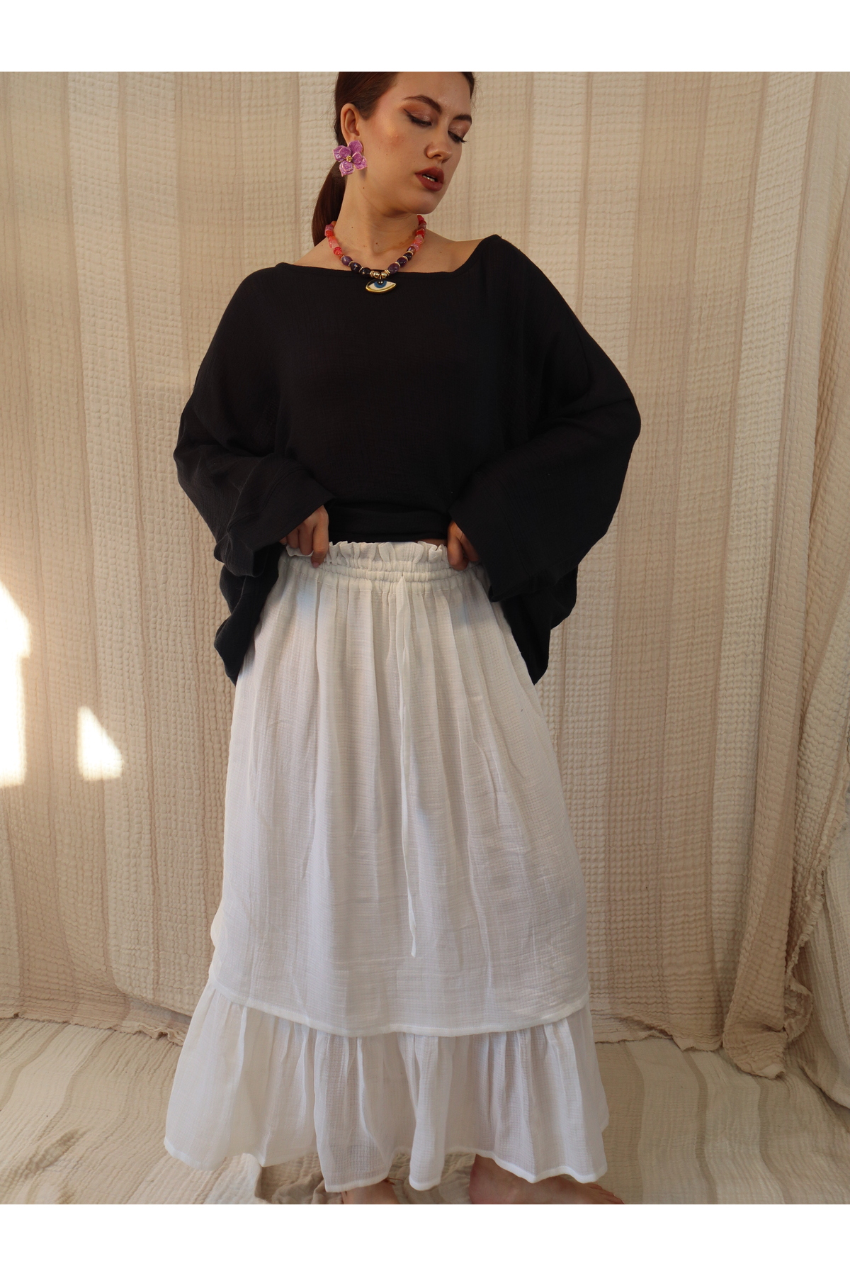 Nazli Cotton Voile Double Layer Skirt