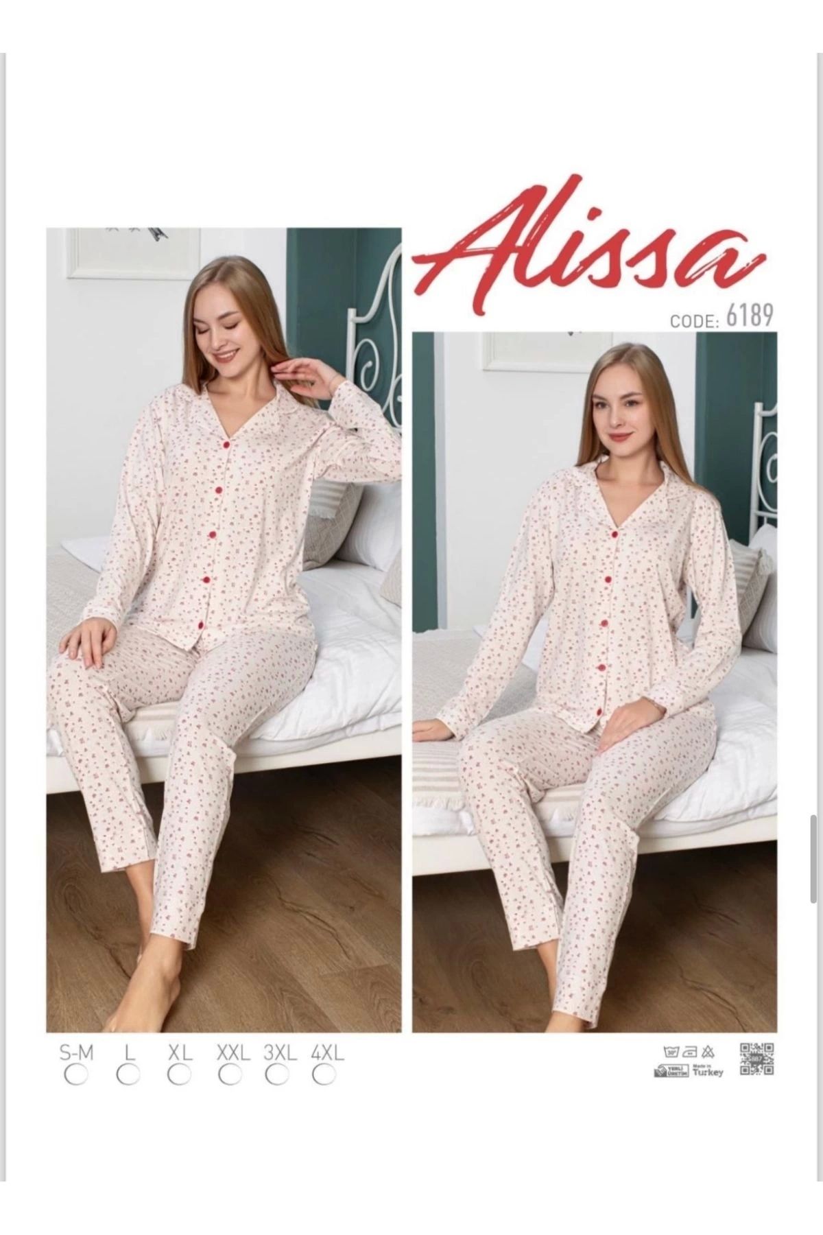 FTT SHOPPING MARKET Alissa 6189 Önü Düğmeli Çiçek Desenli Pijama Takımı