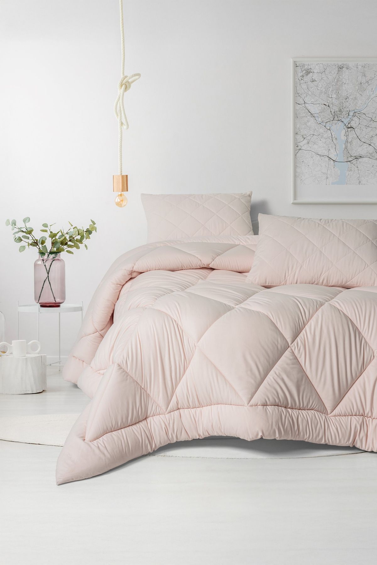 Cotton Box Set Pilota Dublu Softwash Roz 180x200 Cearceaf Elastic - One Size