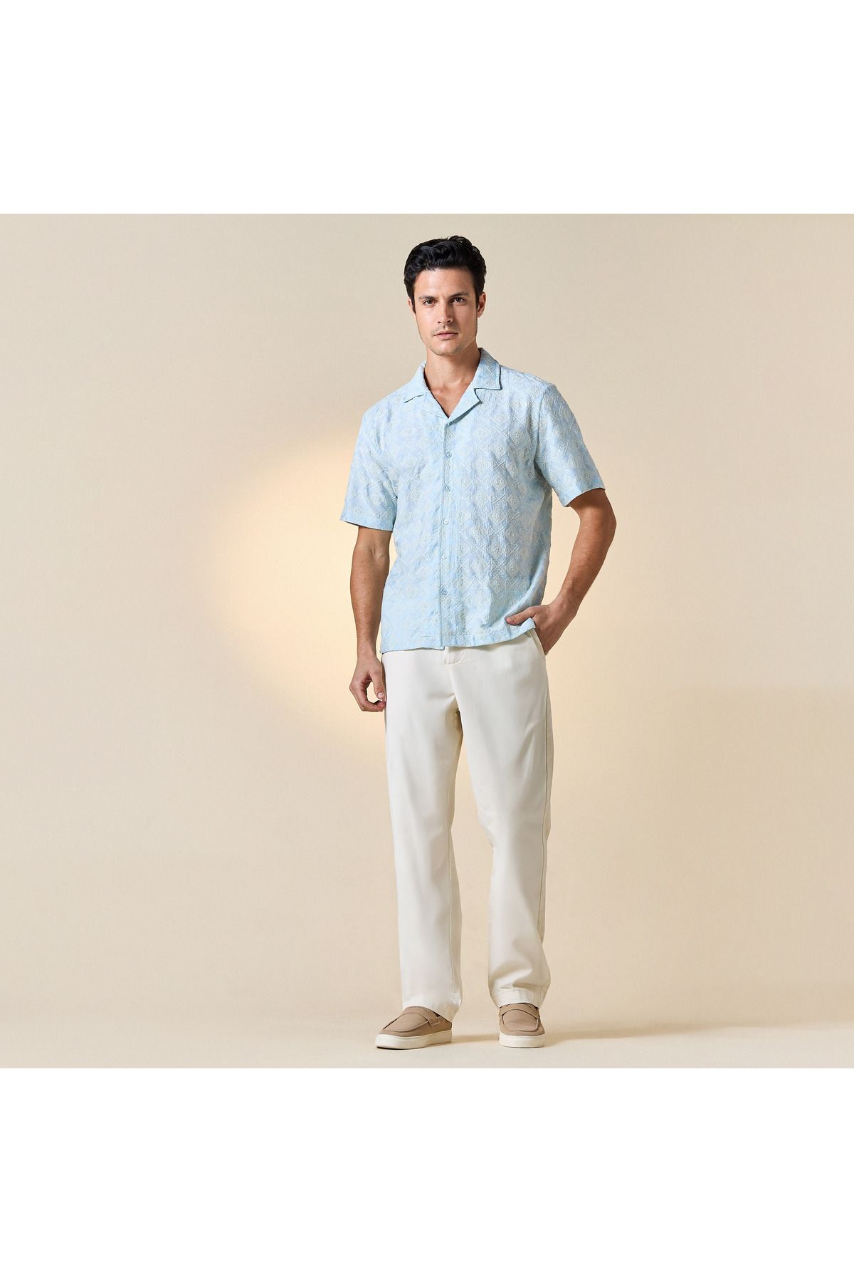 Iconic-Embroidered Shirt with Short Sleeves and Button Closure 2