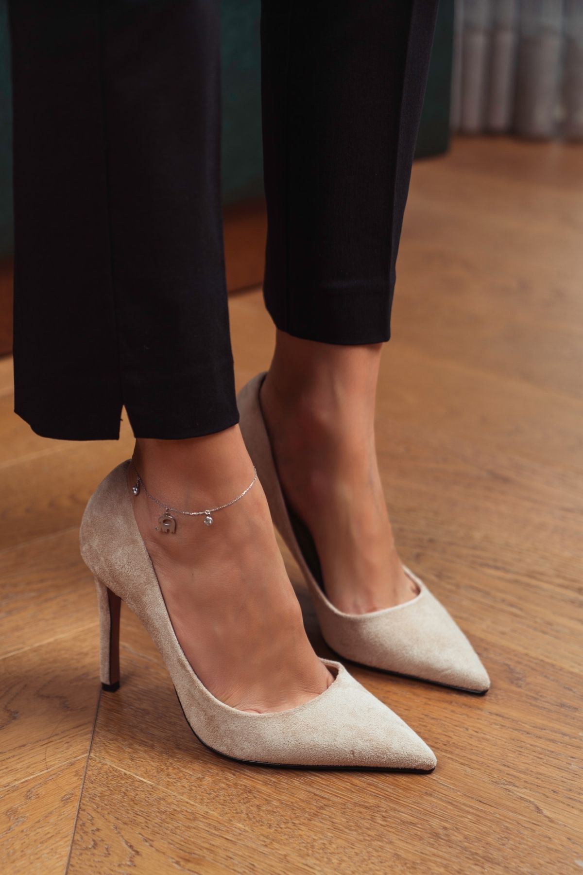 NİŞANTAŞI SHOES-Vanessa Skin Wildleder Pointed Toe Damen Stiletto 2