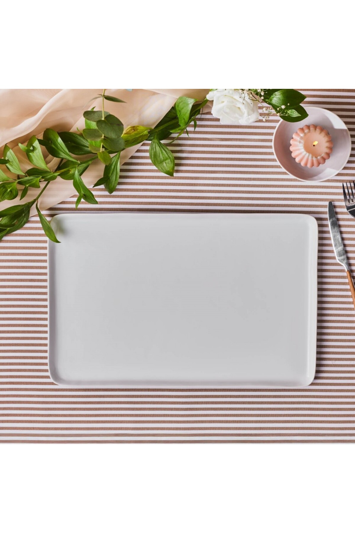 Karaca Epsilon White Rechteckige Servierplatte, 44 Cm