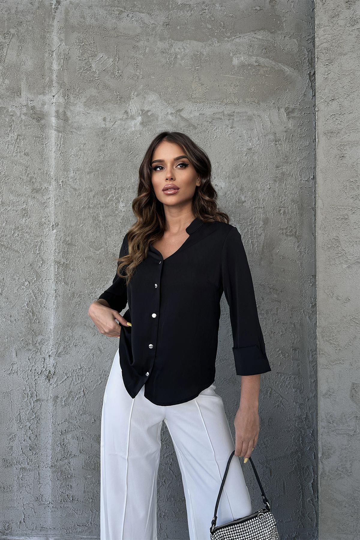 RB CLUB  Kadın Kolları Katlama Detaylı Gömlek - Görsel 5