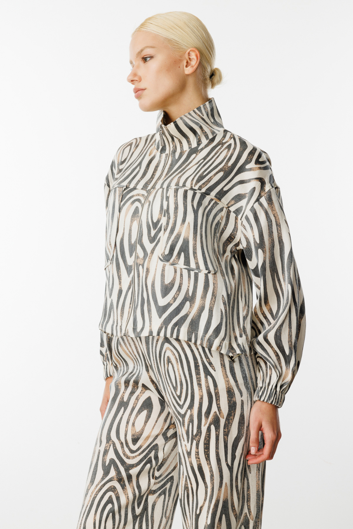 ON-Patterned Jacket with Elastic Sleeves Zebra Pattern-52505 5