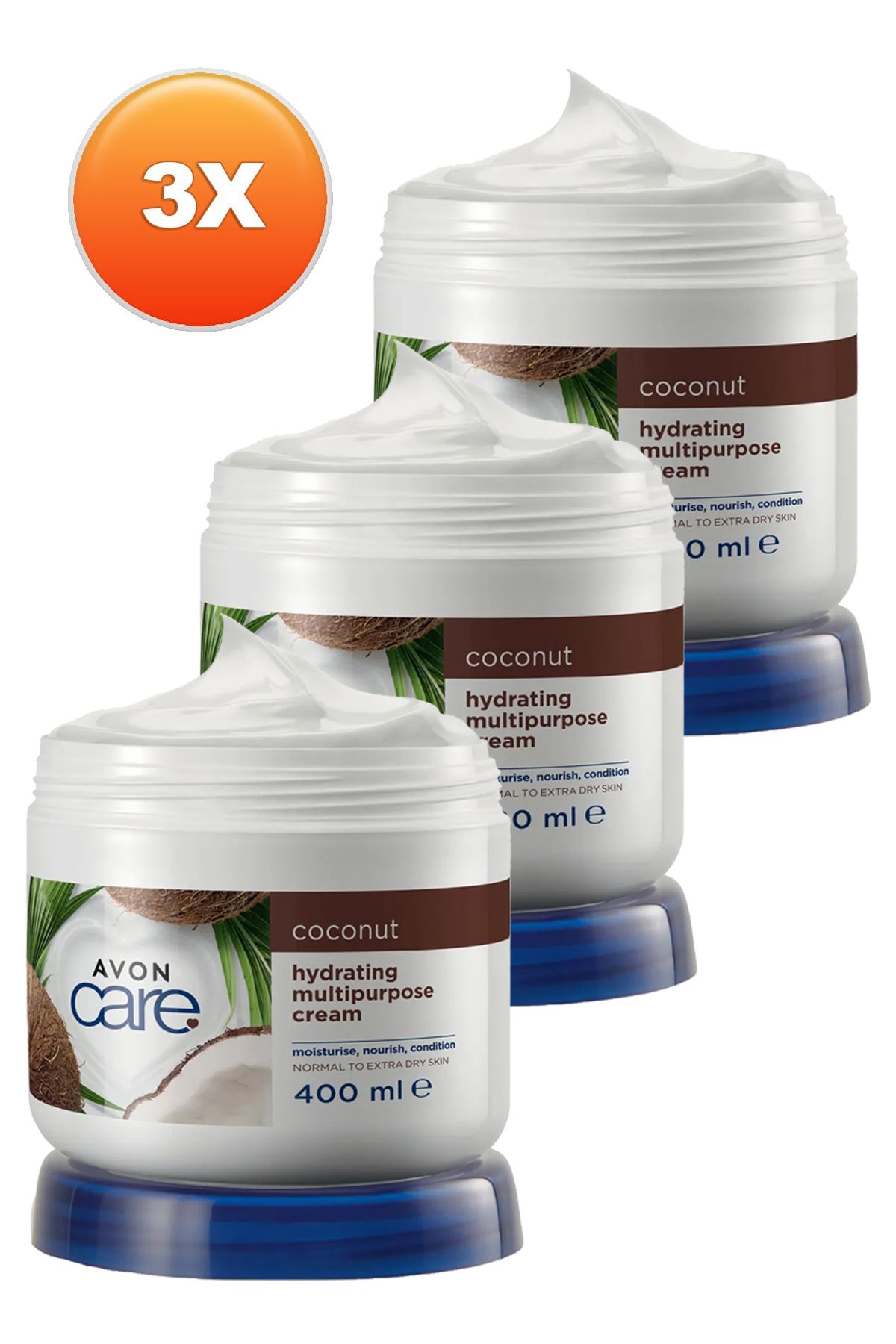 کرم چند منظوره Care با روغن نارگیل 400 میلی لیتر. مجموعه سه تایی Avon