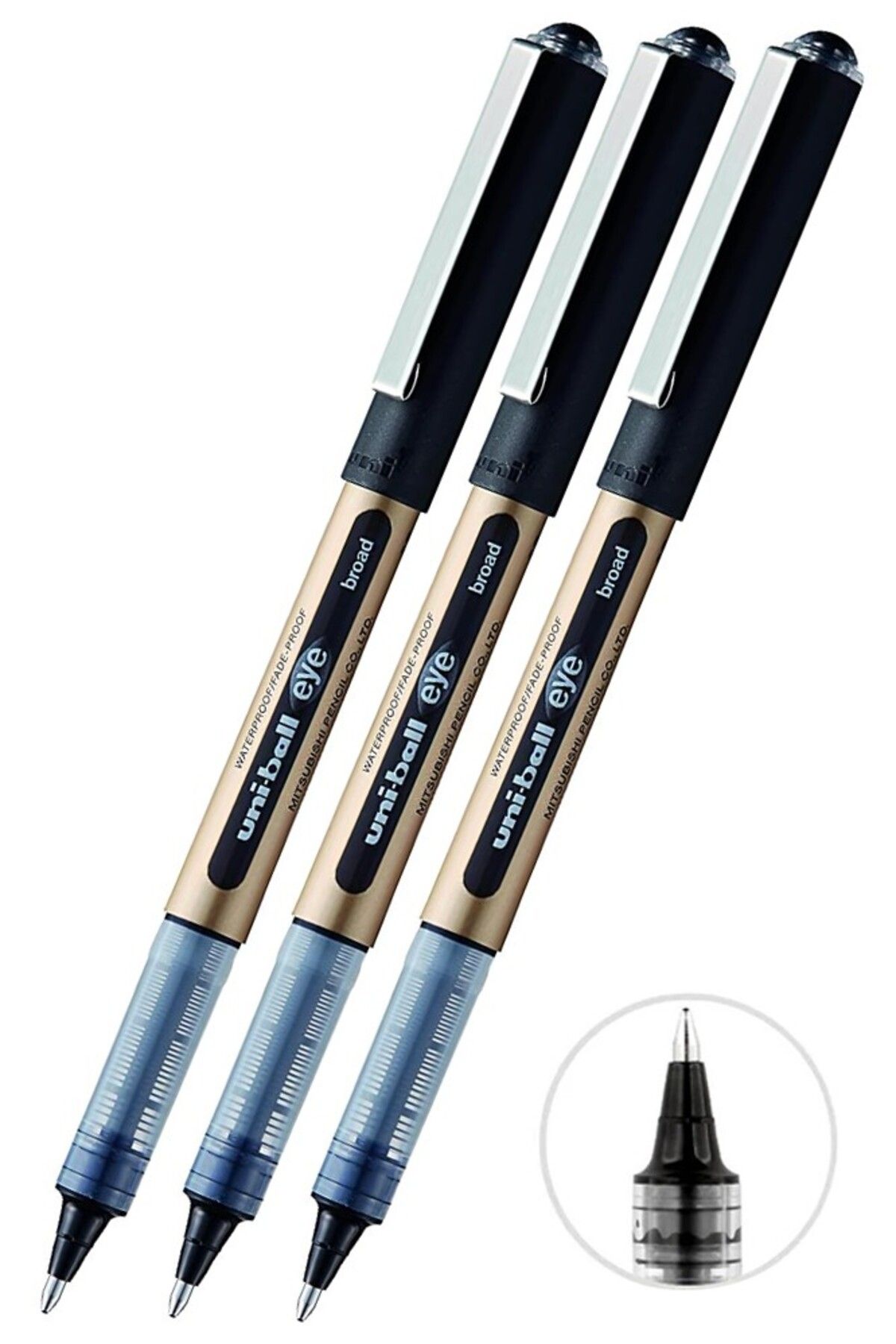 Artlantis Siyah Pilot Kalem 3 Adet Uniball Eye Broad 1.0 mm Roller Pilot Kalem Ub-150-10 Roller Uçlu Likit Mür