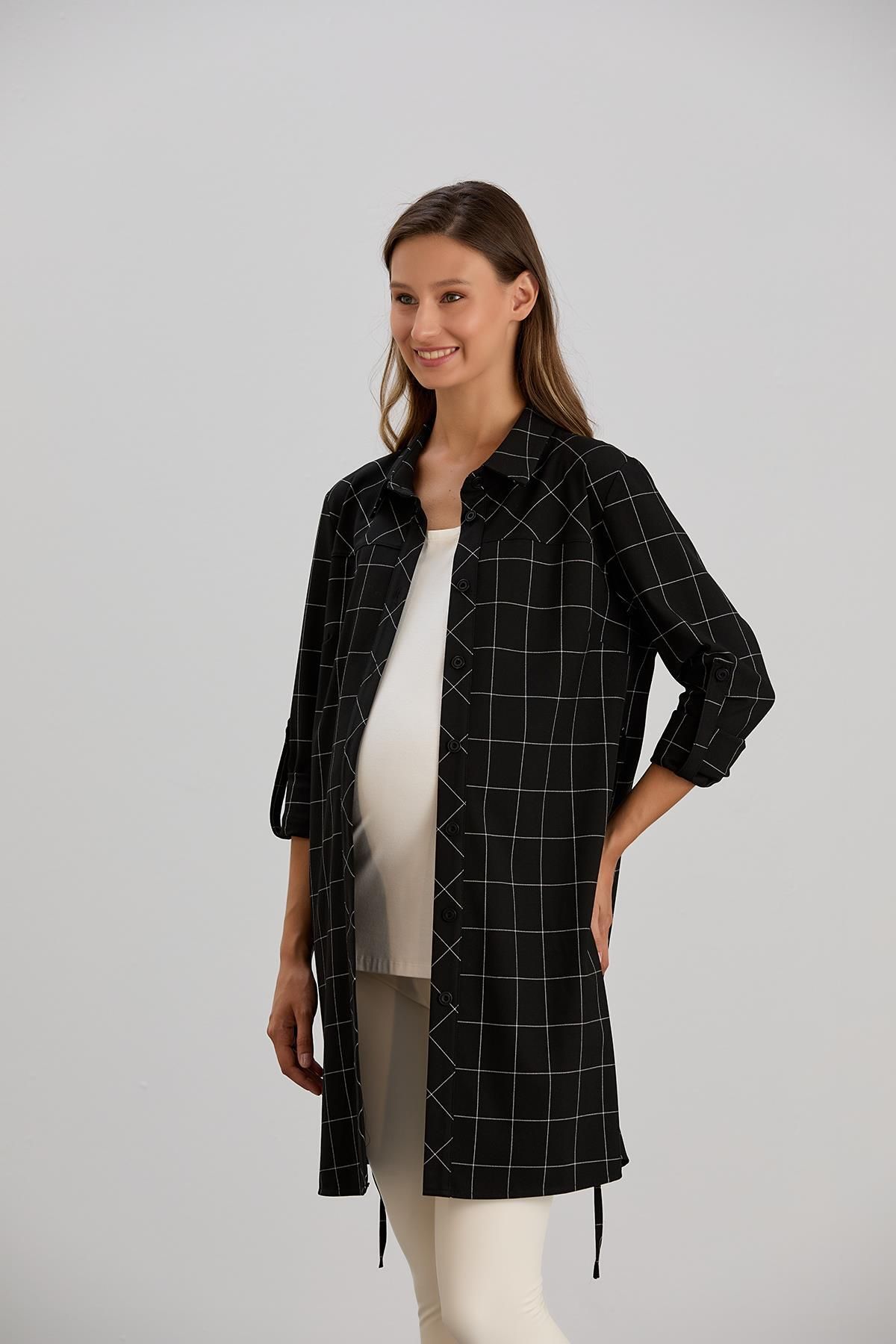 Işşıl-Işil 4547 - Maternity Plaid Clothing Shirt-Tunika Bias Cut 8