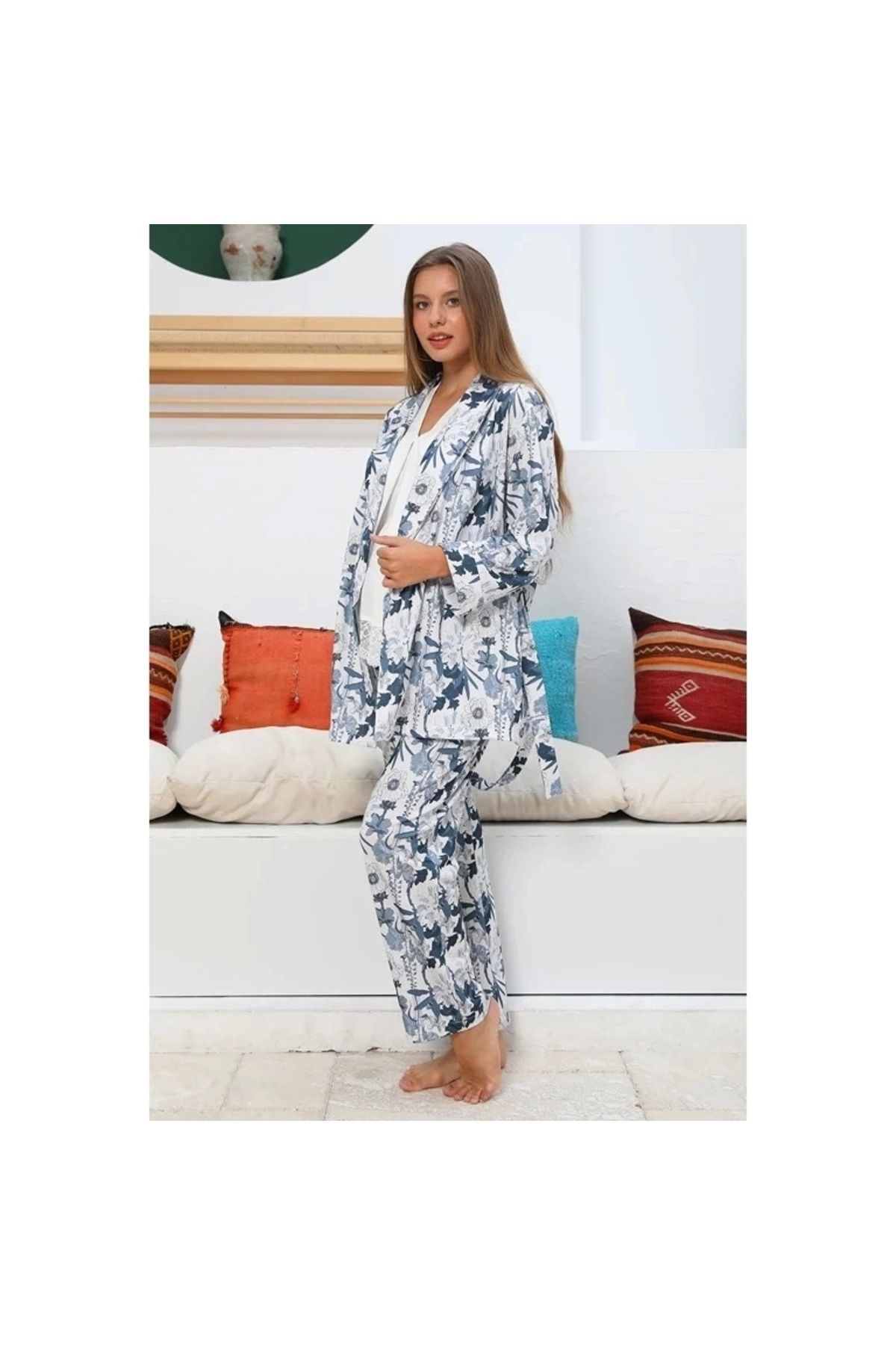 FTT SHOPPING MARKET Mommysh 55715 Kadın Sabahlıklı Lohusa Pijamatakımı