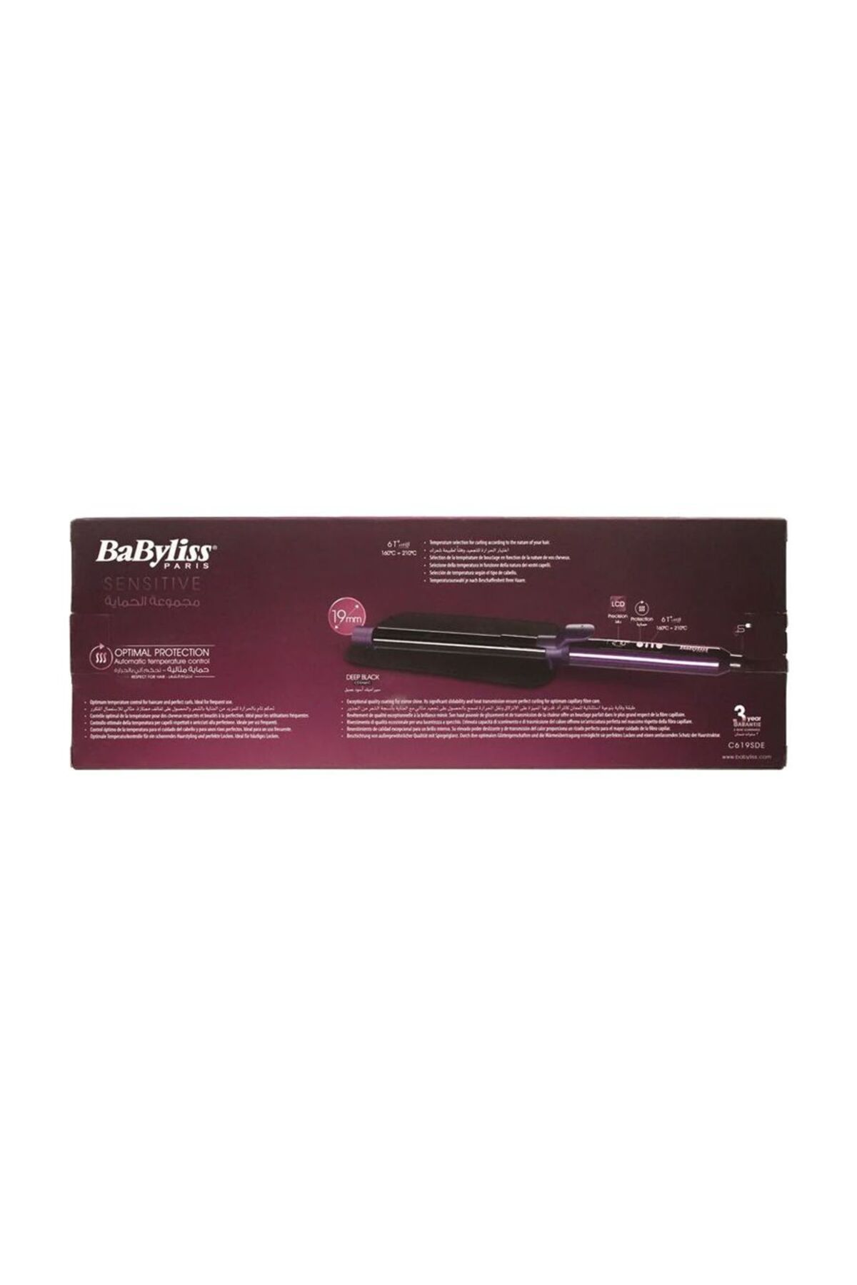 BABYLİSS-Babyliss Hair Curler iron Sensitive 19mm 41W C619SDE - Dark Purple 5