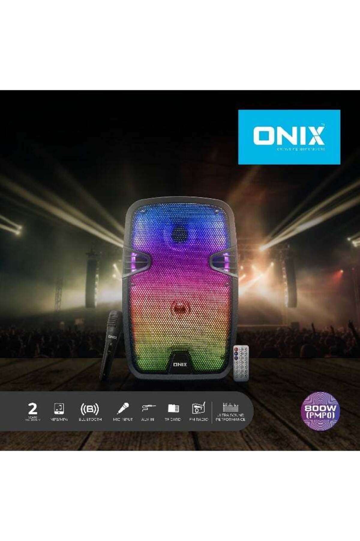 onix-Portable Trolley Speaker 800W(PMPO), Wired Mic And Remote With LED Light Speaker 3