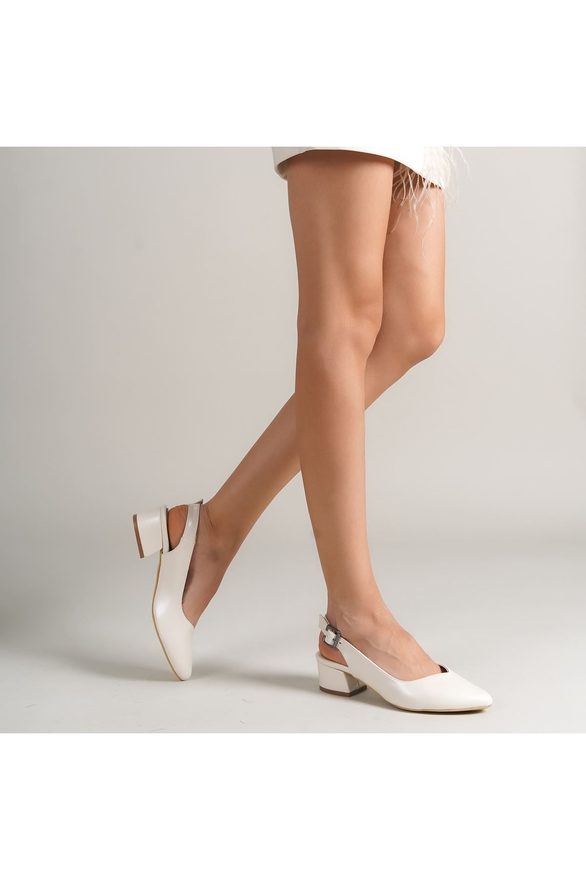 Hayalimdeki Ayakkabı-White Pearl Heeled Valentina Women's Shoes 3