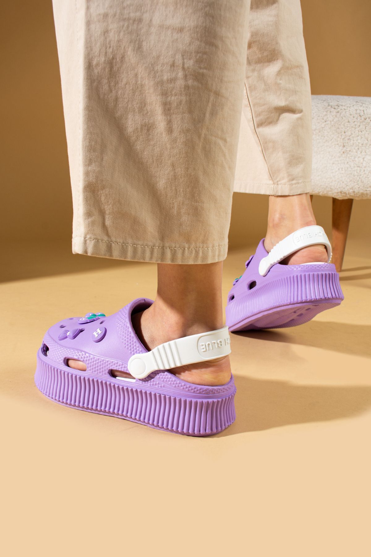 Pembe Potin-Γυναικεία Μωβ Λευκά Eva Sea Beach Comfort Casual Σανδάλια Παντόφλες 3