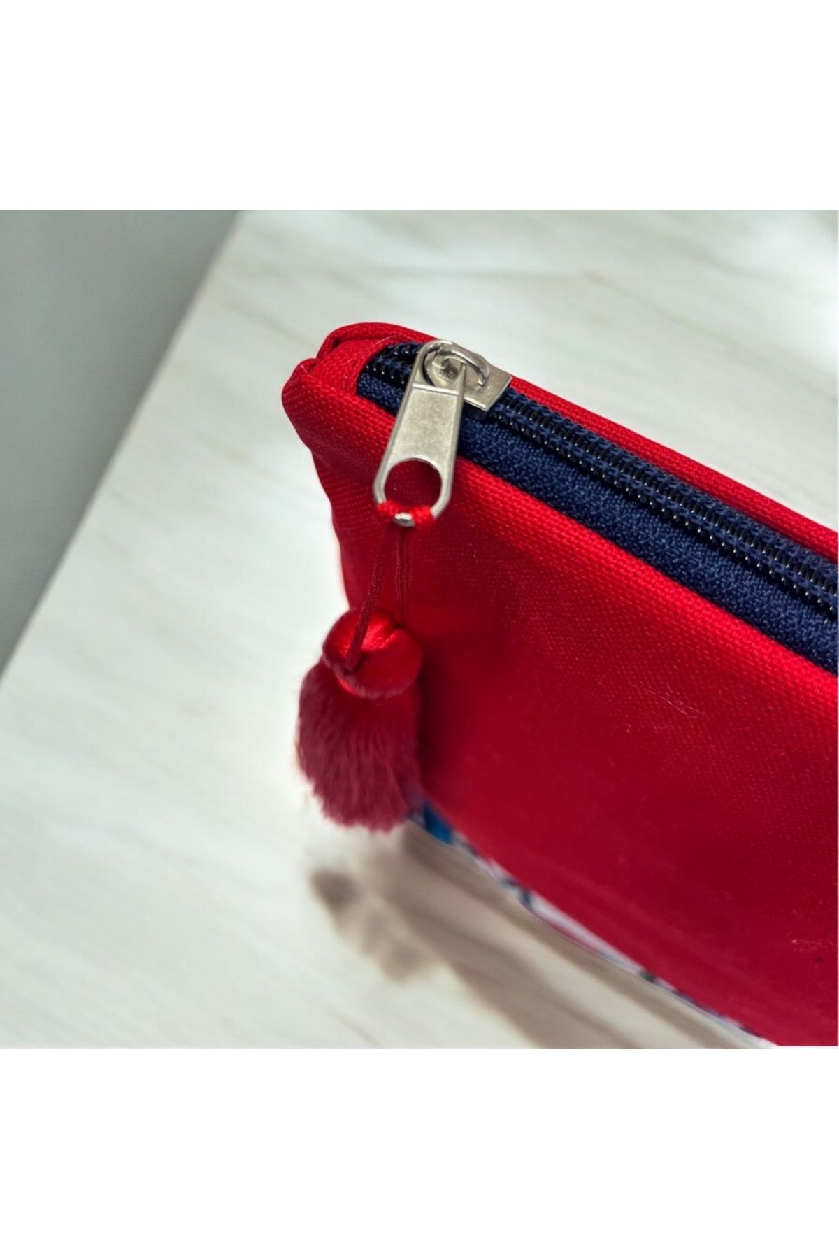 Atölye No 35-Kulturtasche Damen, Kosmetiktasche Rot, Etnisches Muster, 32x24 Cm 7