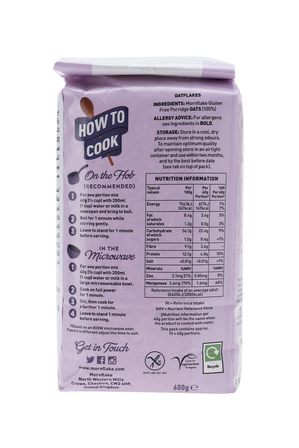 Mornflake-Mighty Oats Gluten Free Porridge Oats 600g 2