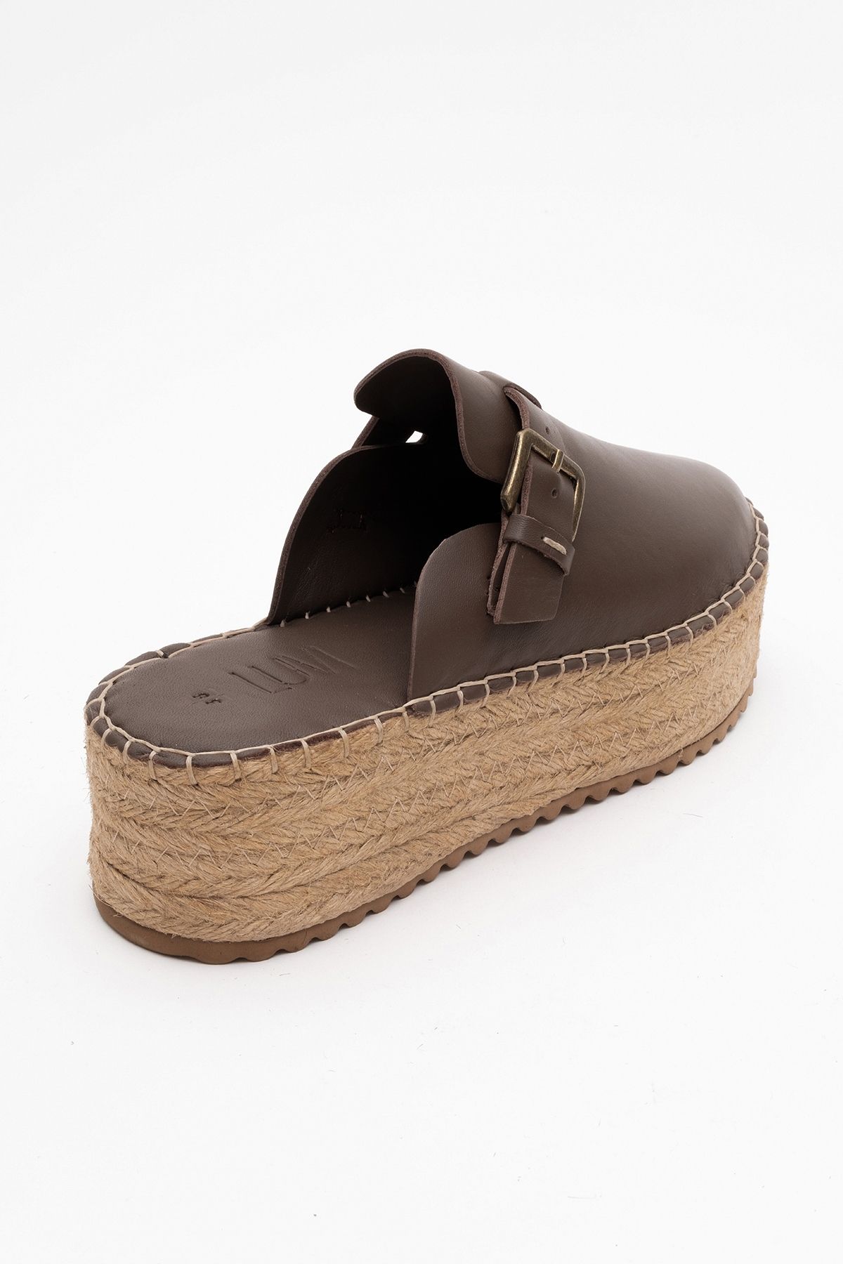 LuviShoes-Papuci NOVAS din piele naturală din piele maro cu vârf închis din paie 4