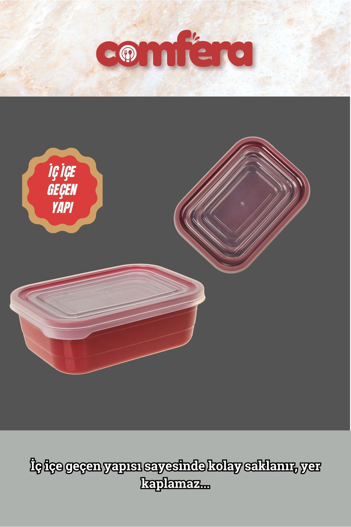 BAGER MARKET-Plastic Food Container - Comfera Set of 3, Suitable for Refrigerator and Microwave 2