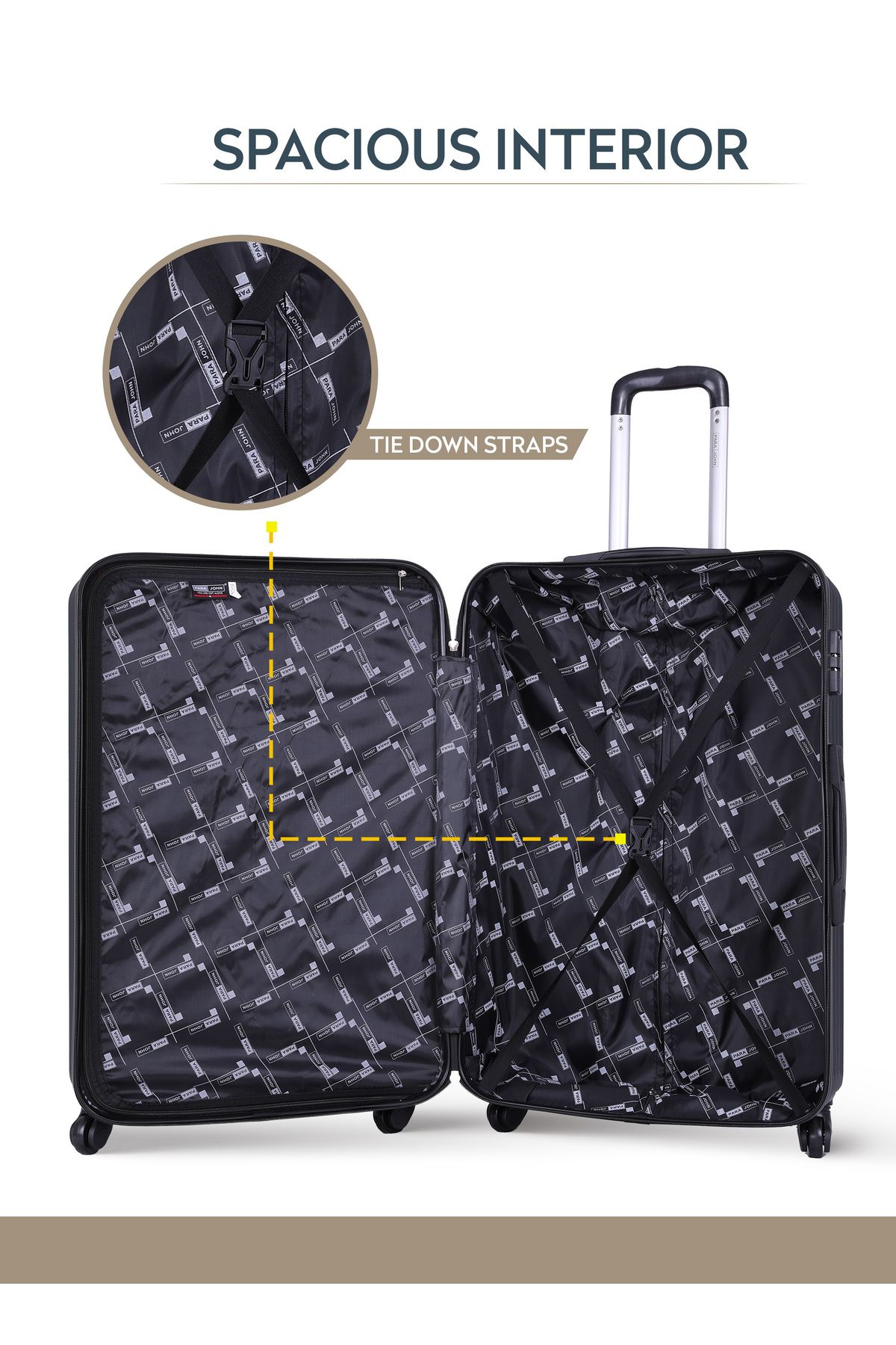 PARAJOHN-Spiral Set of 3 ABS Hard Case Luggage Trolley Bag with 4 Spinner Wheels & Lock 4