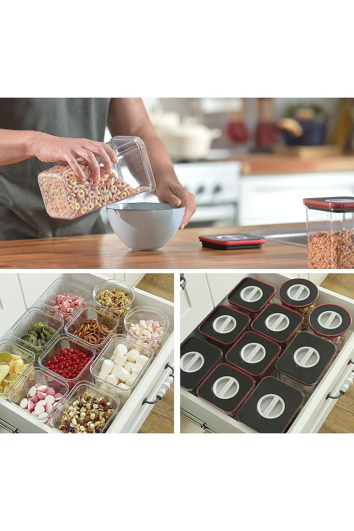 NEOFLAM-Airtight Smart Seal Food Storage Containers (Set of 3, 3.6L) | Clear, BPA-Free, Stackable. 6