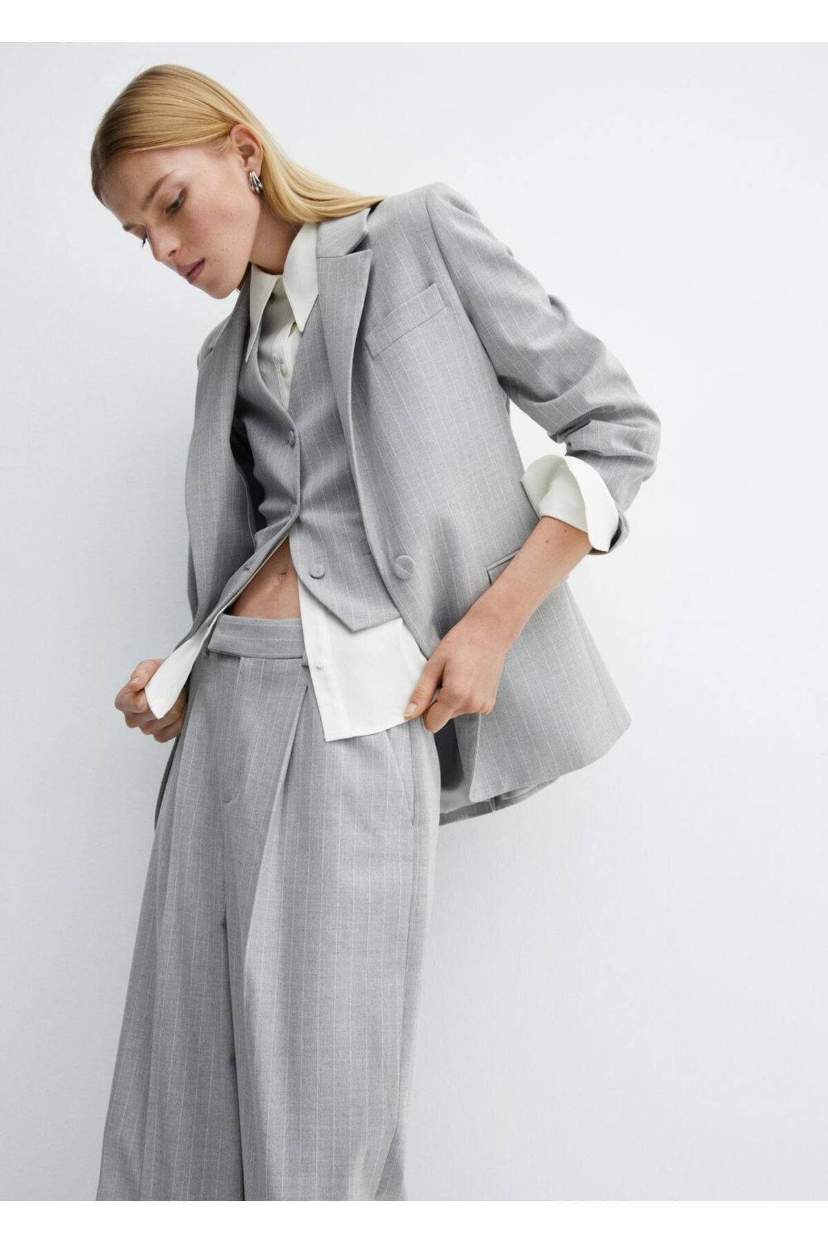 MANGO Woman-Slim striped vest 7