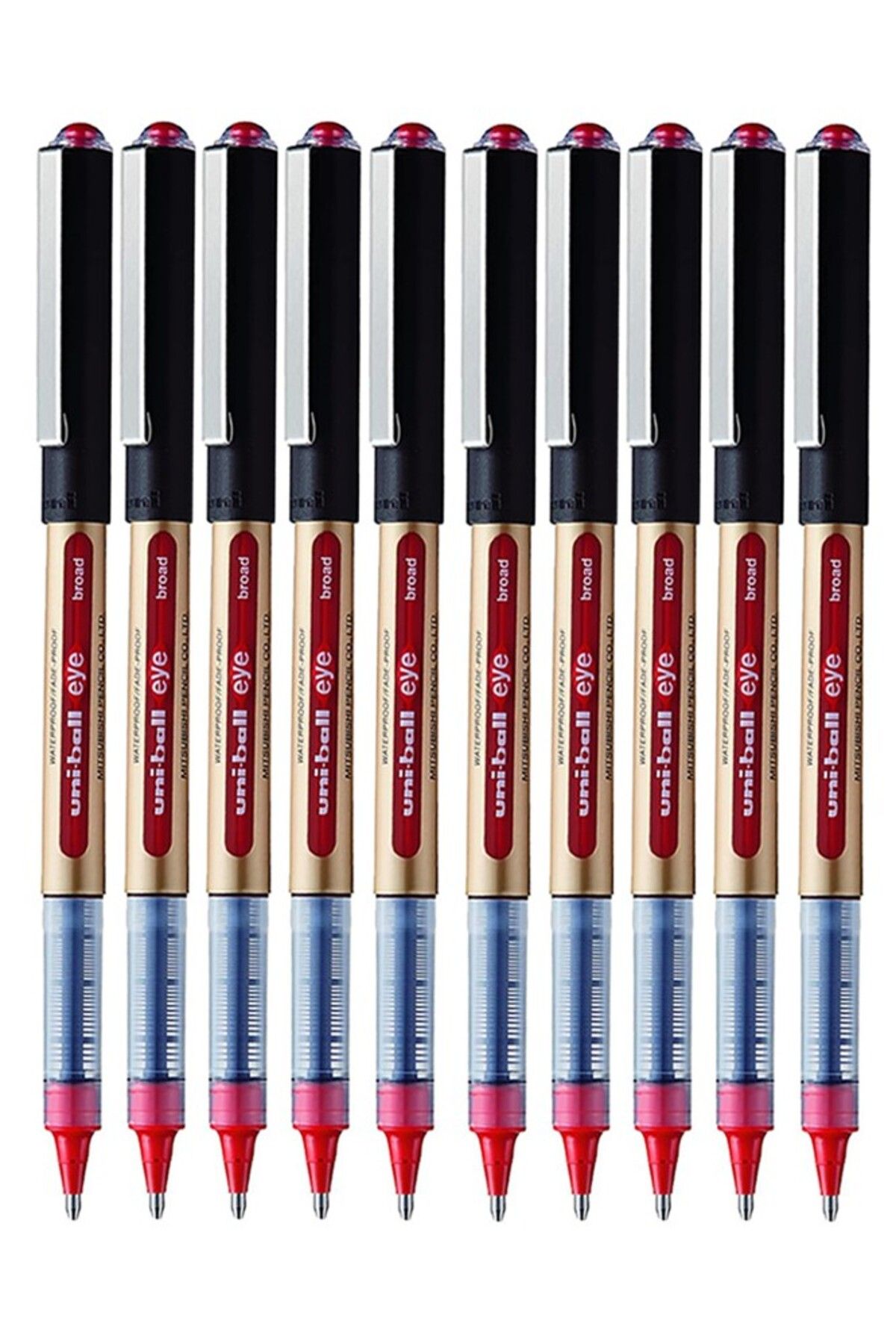 Artlantis Kırmızı Pilot Kalem 10 Adet Uniball Eye Broad 1.0 mm Roller Pilot Kalem Ub-150-10 Roller Uçlu Likit