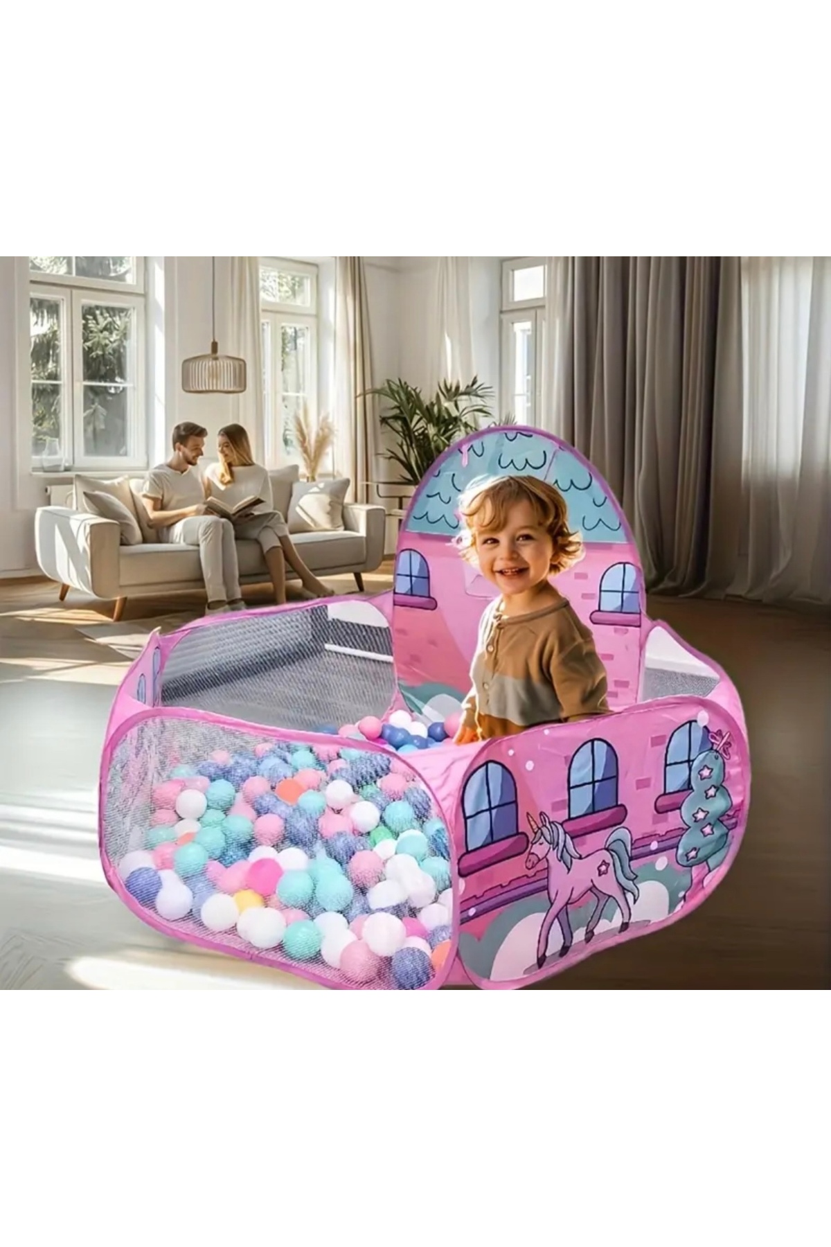 Vivaverse Unicorn Desenli Pembe Top Havuzu Çadırı - Toplar Dahil Değildir fotoğrafı 2 (önizleme)