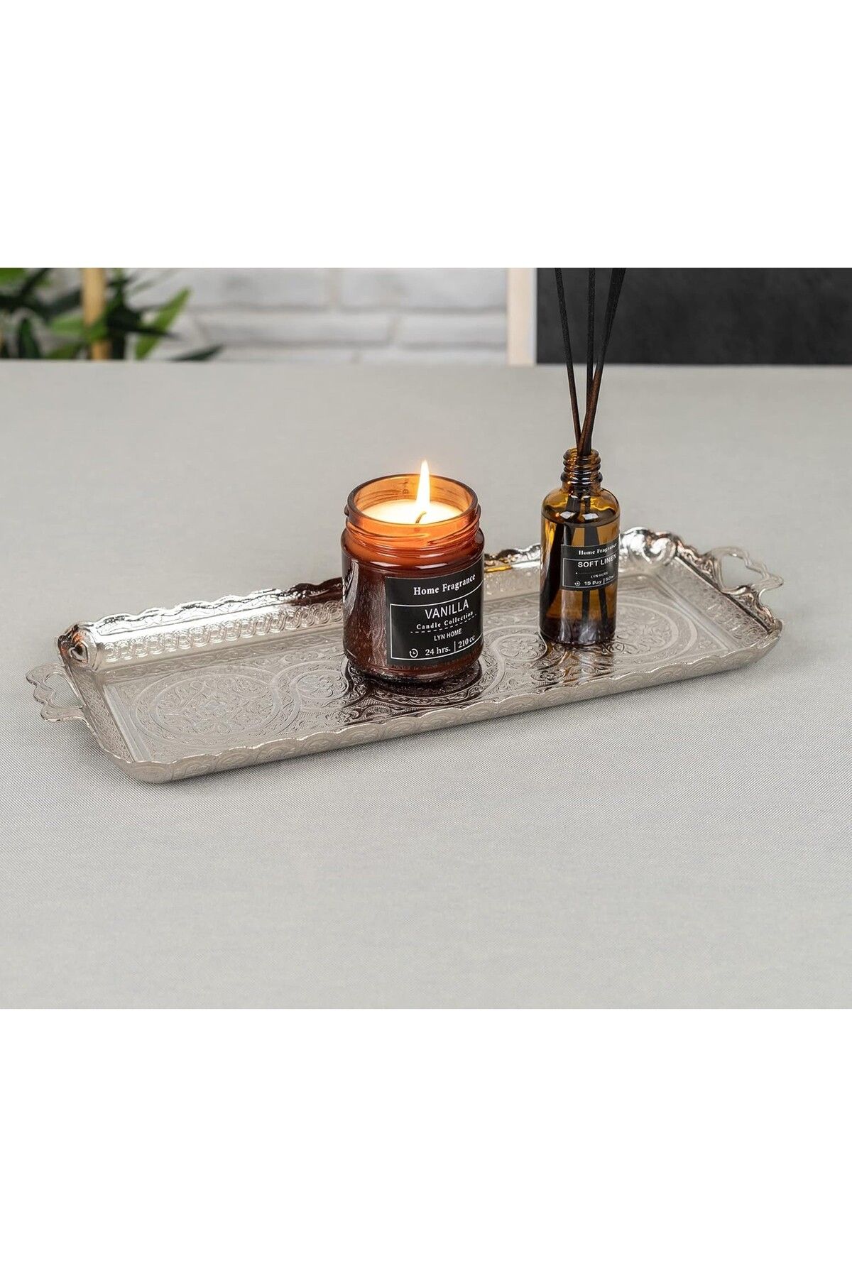 KT HOME-2-Person Tray 33X14Cm - Serving Rectangle for Handle Tray Cast Tray 2