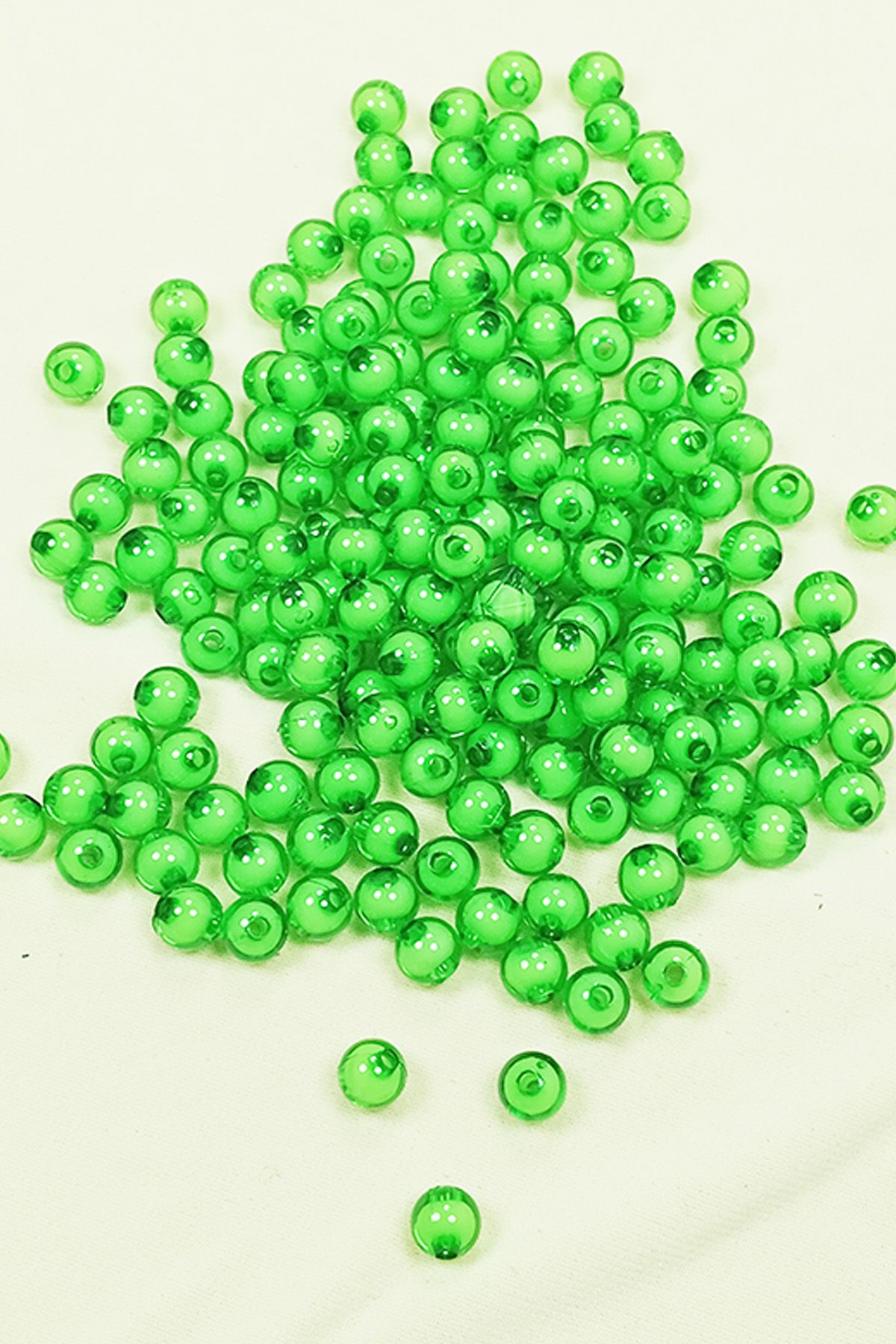 LiderGlobal Yuvarlak Boncuk İçten Boncuklu Bileklik Çanta Boncuğu 8 mm 50 gr Yeşil - BNC471