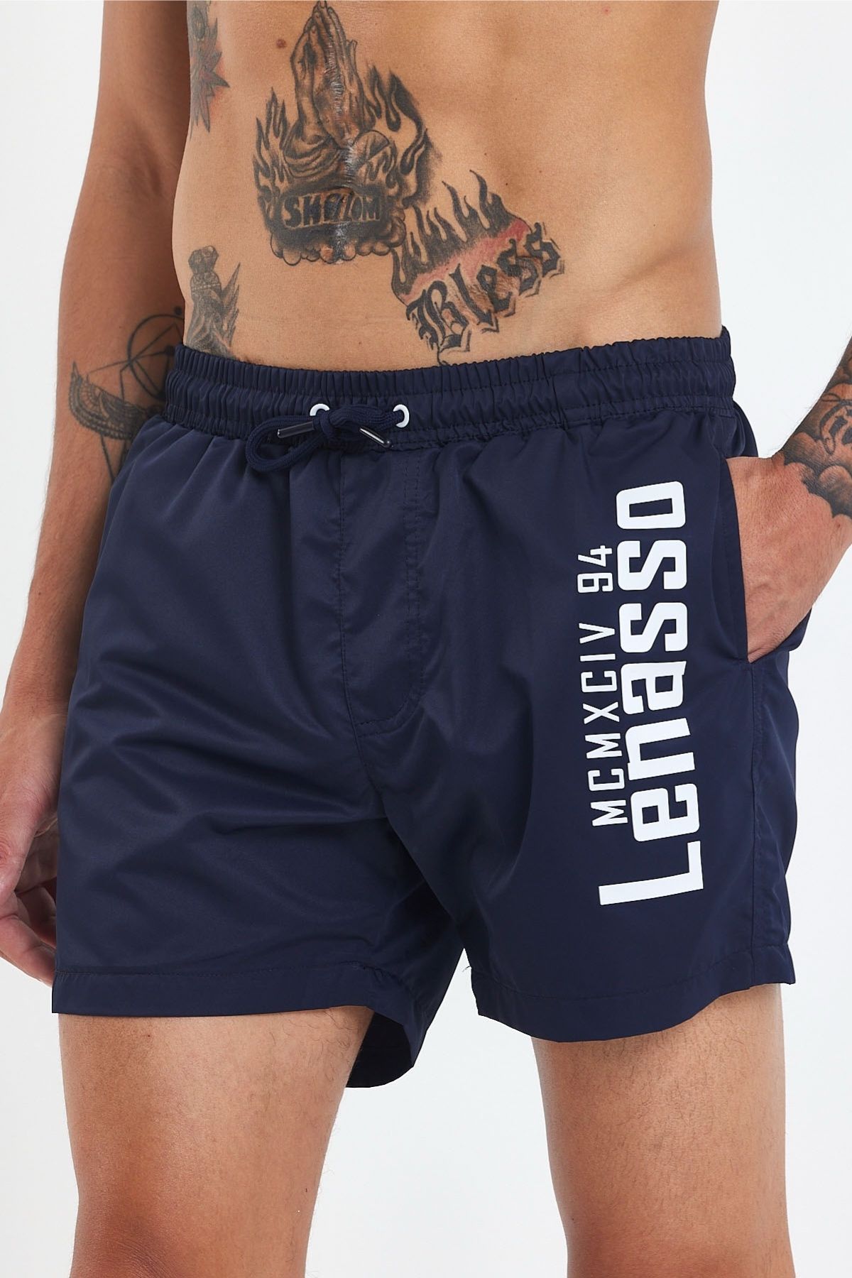 MADZEYMODA-Premium Men's Lined Navy Blue Swim Shorts Ls-95047 1