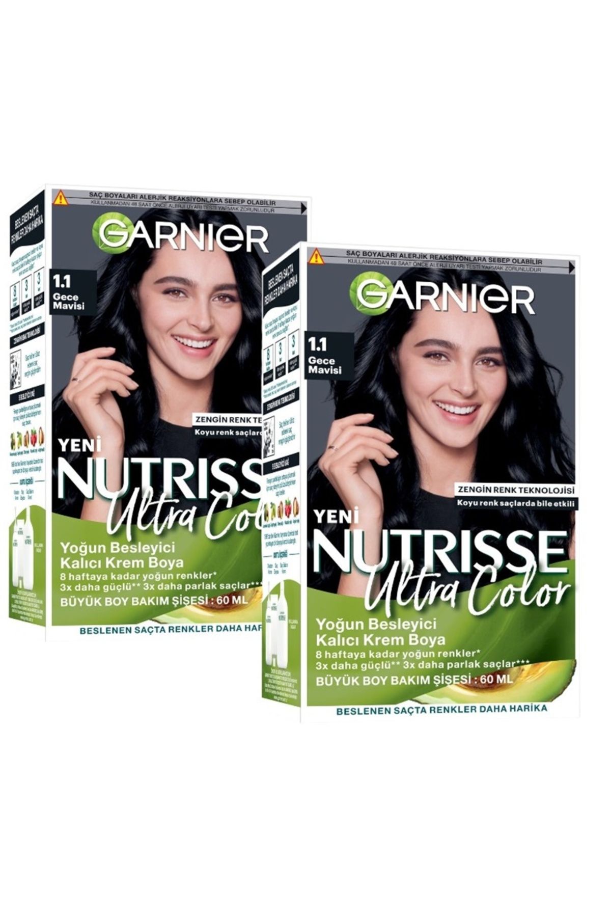 Garnier Nutrisse Ultra Color Saç Boyası1.1 Gece Mavisi 2 Adet