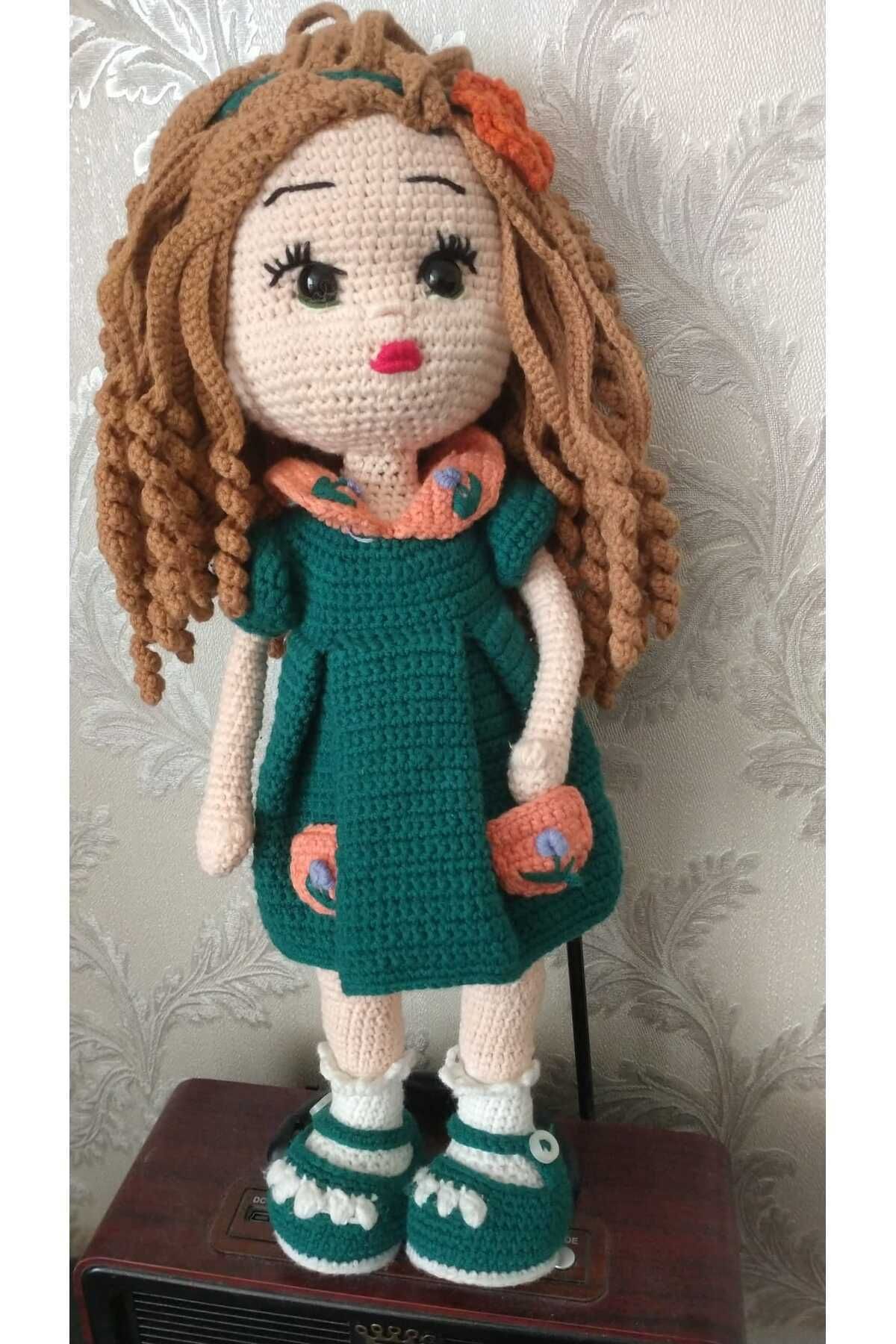 SKOC 35 Cm Amigurumi Bebek Pamuk Ip El Örgüsü Kız Oyuncak - Kıyafetleri Ve Ayakkabısı Çıkarılabilir.