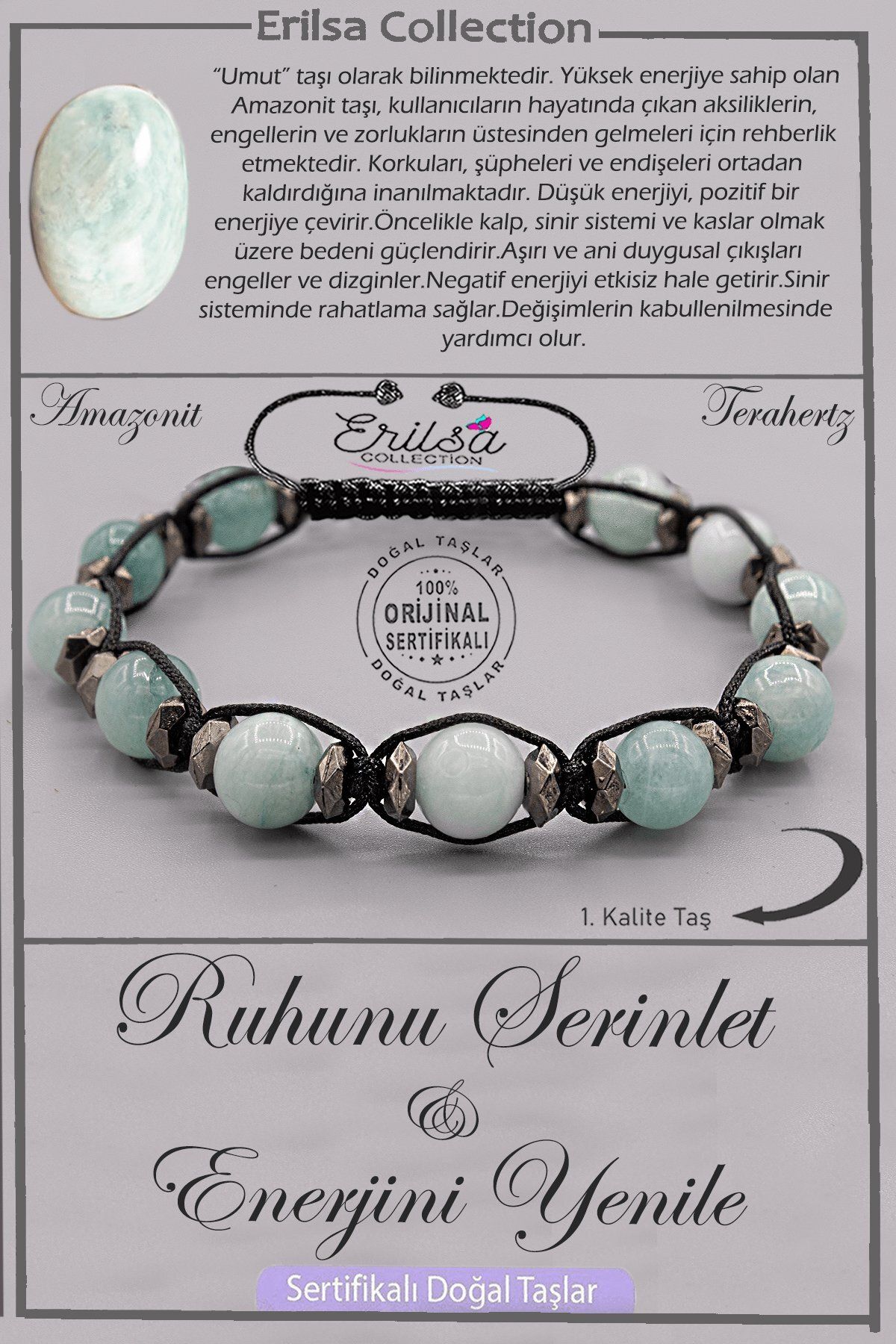 Erilsa-Certified Aaa+ Quality Natural Terahertz - Amazonite Stone Refresh the Soul Cool Energy 1