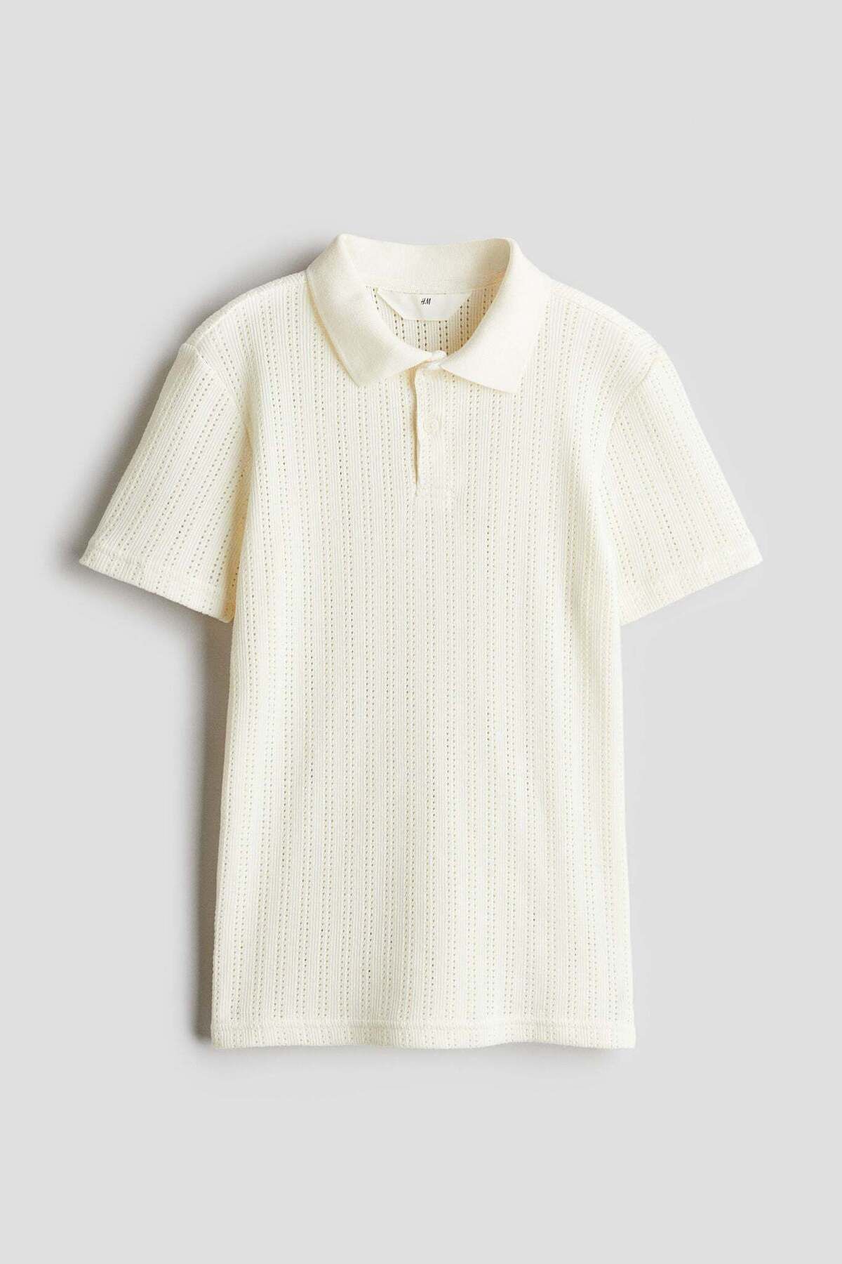 H&M-Pointelle-knit polo shirt 1