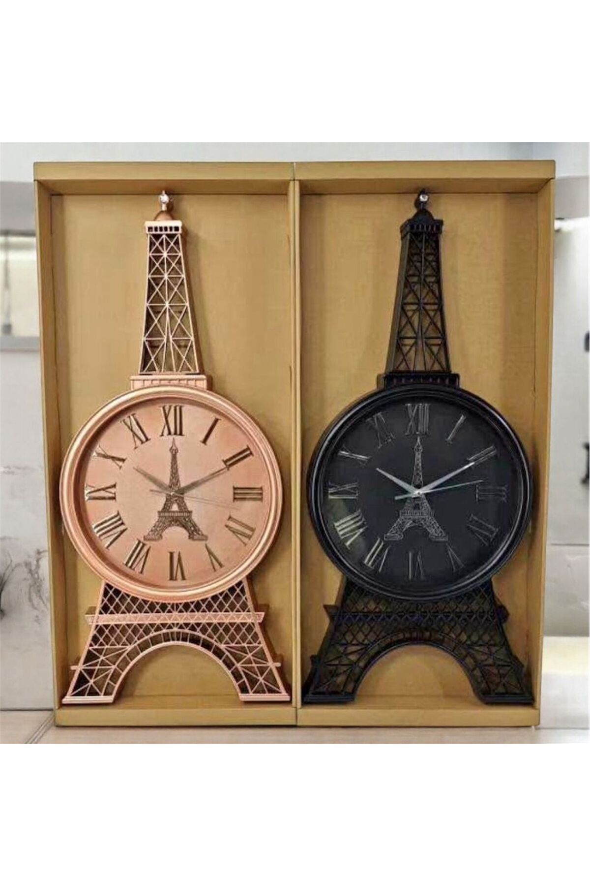 Generic-Plastic wall clock with glass in the shape of the Eiffel Tower, available in two colors: black and copper 4