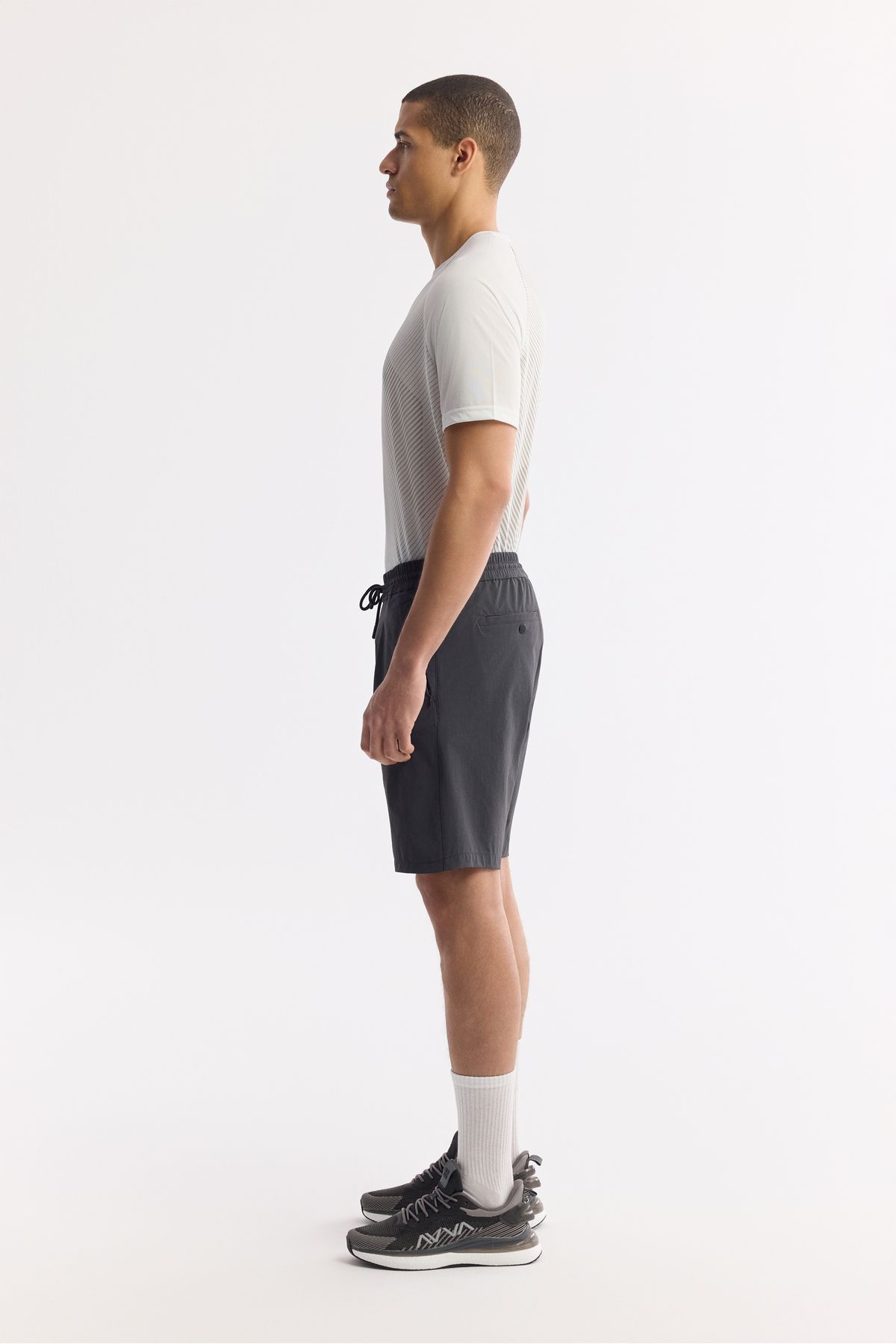 Avva-Men's Elastic Waist Shorts A51Y3652 Zipper Pocket Pleated 2