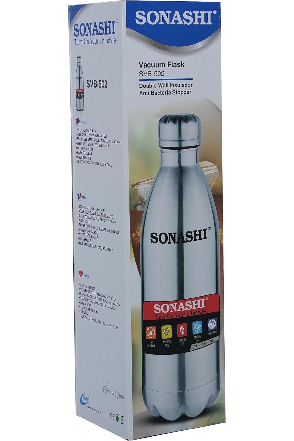 sonashi-SVB-502 500ML Stainless Steel Flask, Temperature Retention, Durable & Unbreakable 3