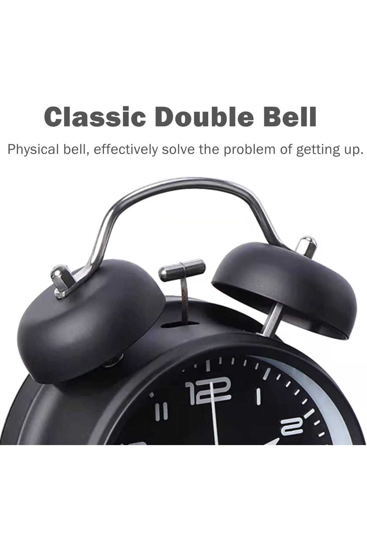 COOYA-4 inch Twin Bell Alarm Clock, Metal Frame Alarm Clock,3D Dial with Backlight Function Twin Bell 5