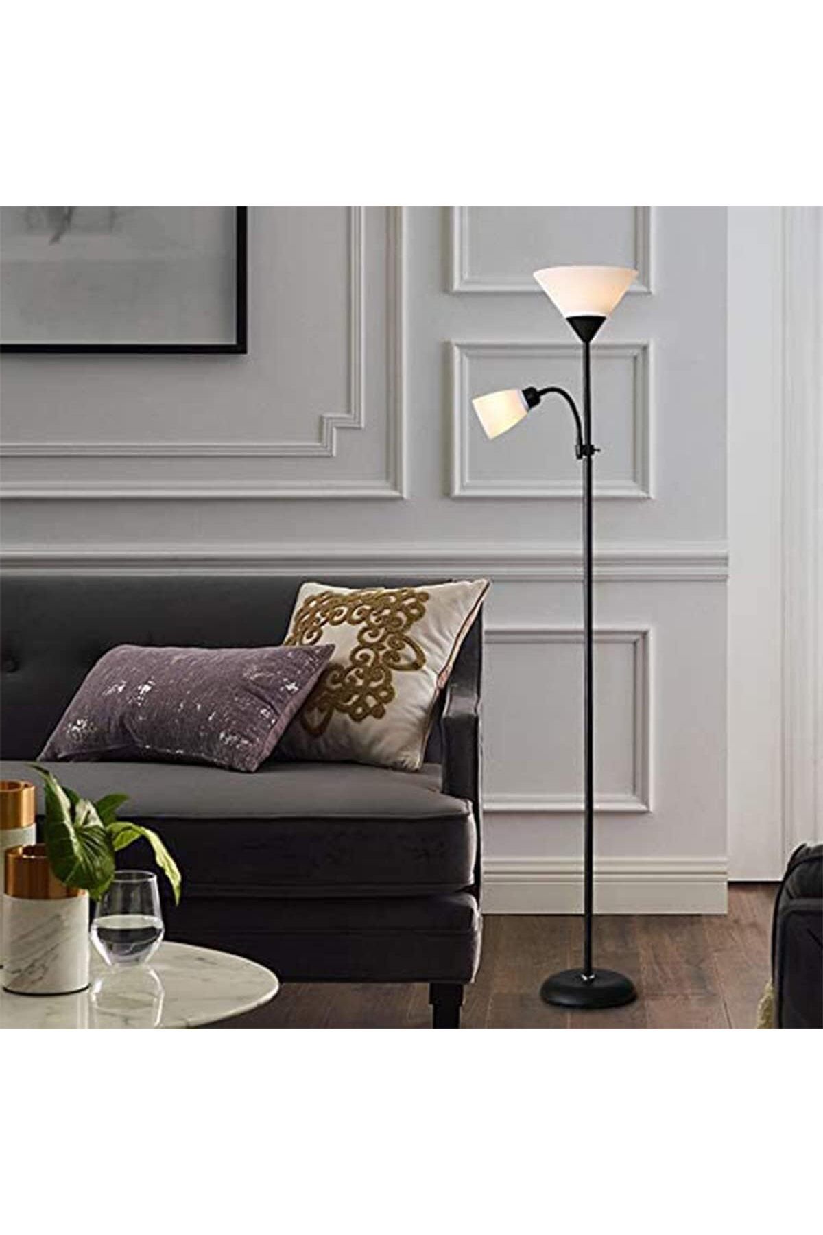 COOYA-12W LED Floor Lamp, Vertical Light with Double Lights, with Adjustable Reading Light, 2-Way Switch 8