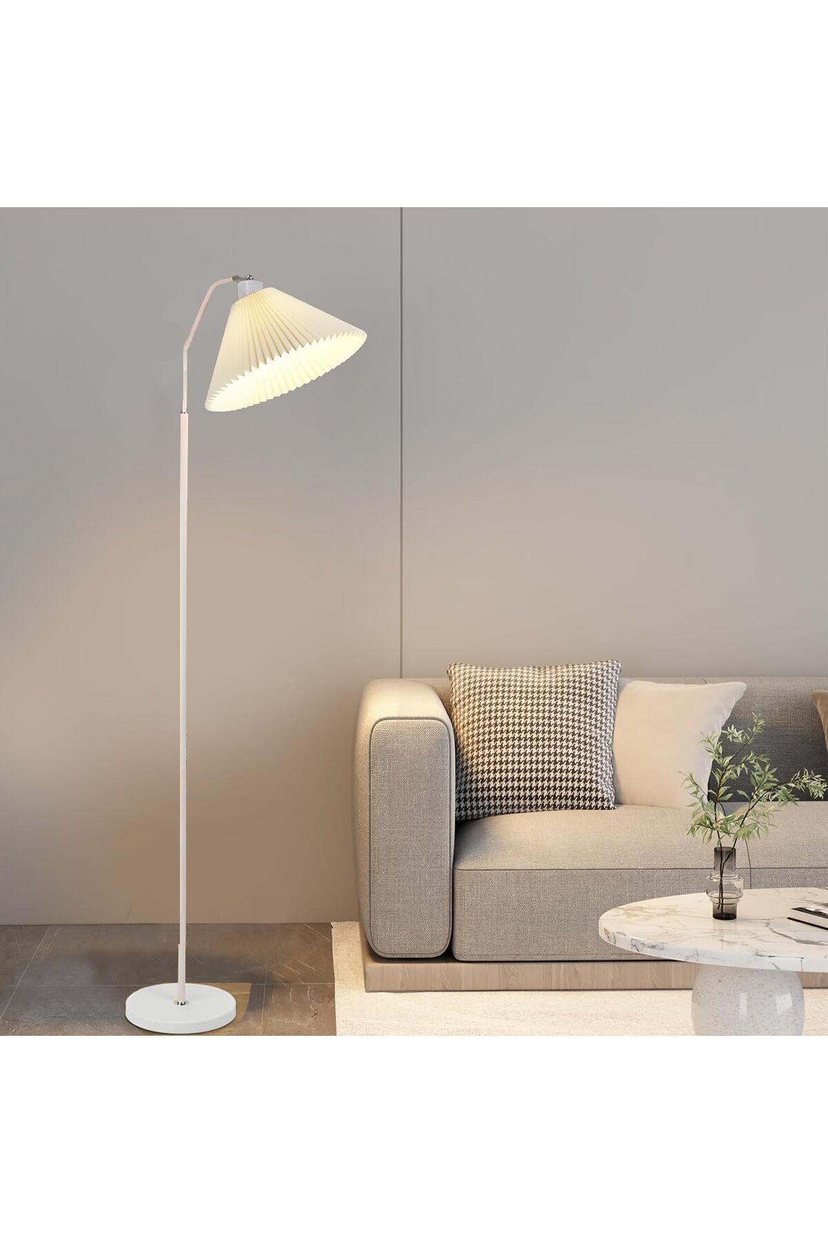 COOYA-مصباح أرضي قائم بذاته بتقنية LED، مصابيح غرفة المعيشة مع غطاء مصباح مطوي، لغرفة النوم، غرفة المعيشة، المكتب 3