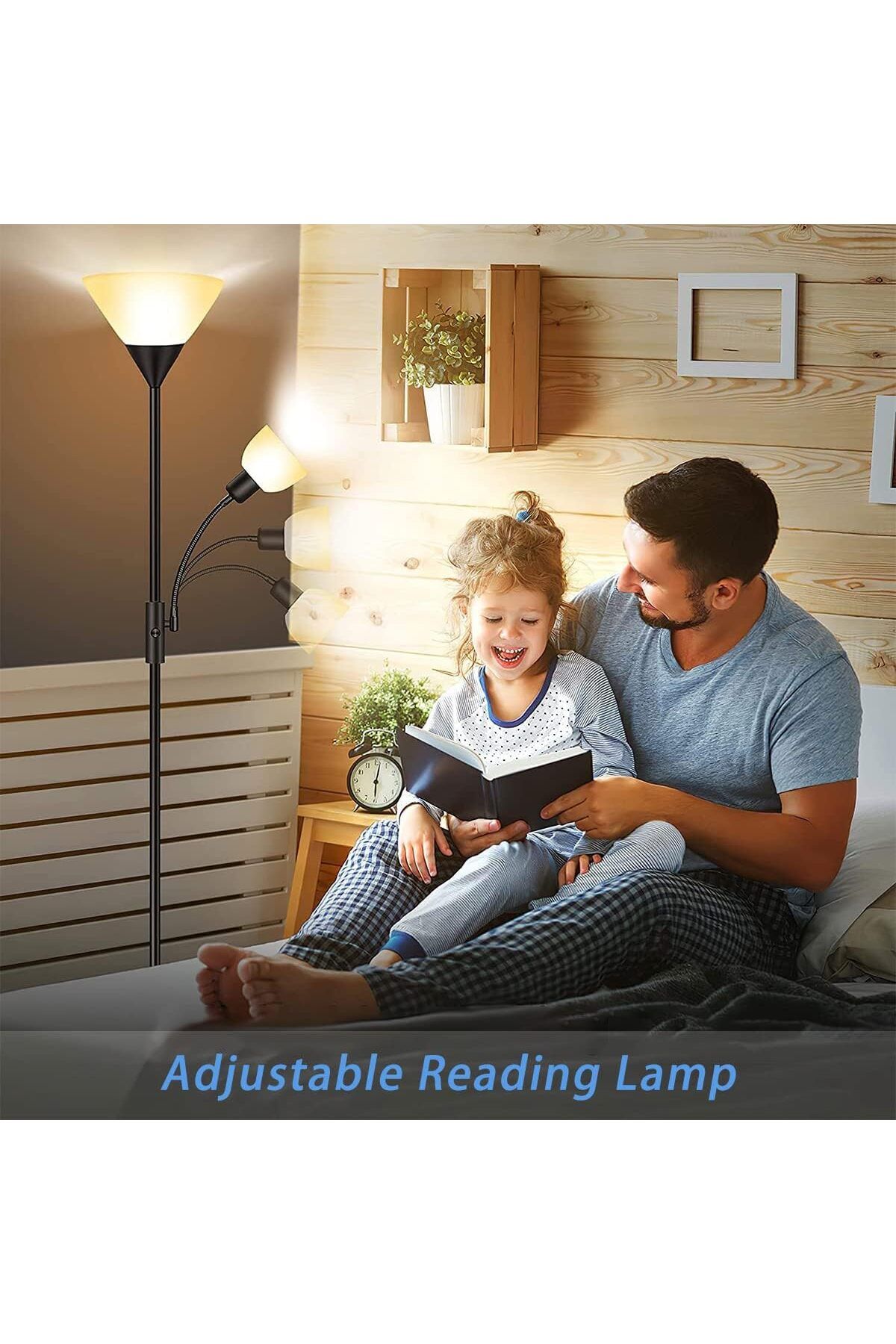 COOYA-12W LED Floor Lamp, Vertical Light with Double Lights, with Adjustable Reading Light, 2-Way Switch 6