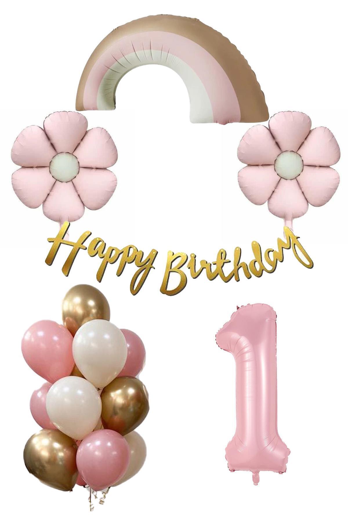 Patladı Gitti Retro 1 Yaş Papatya Temalı Kız Bebek Konsept Doğum Günü Seti