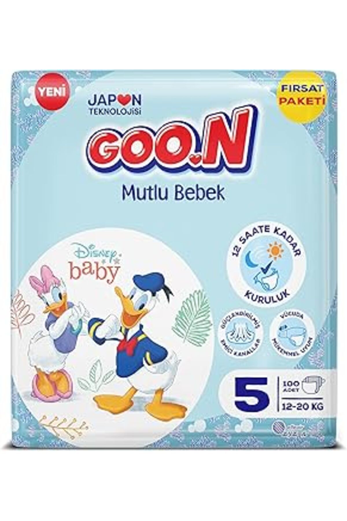 NZM TİCARET Goon Mutlu Bebek 5 Beden 12-20 Kg Fırsat Pak Bebek Bezi (1 X 100 Adet)