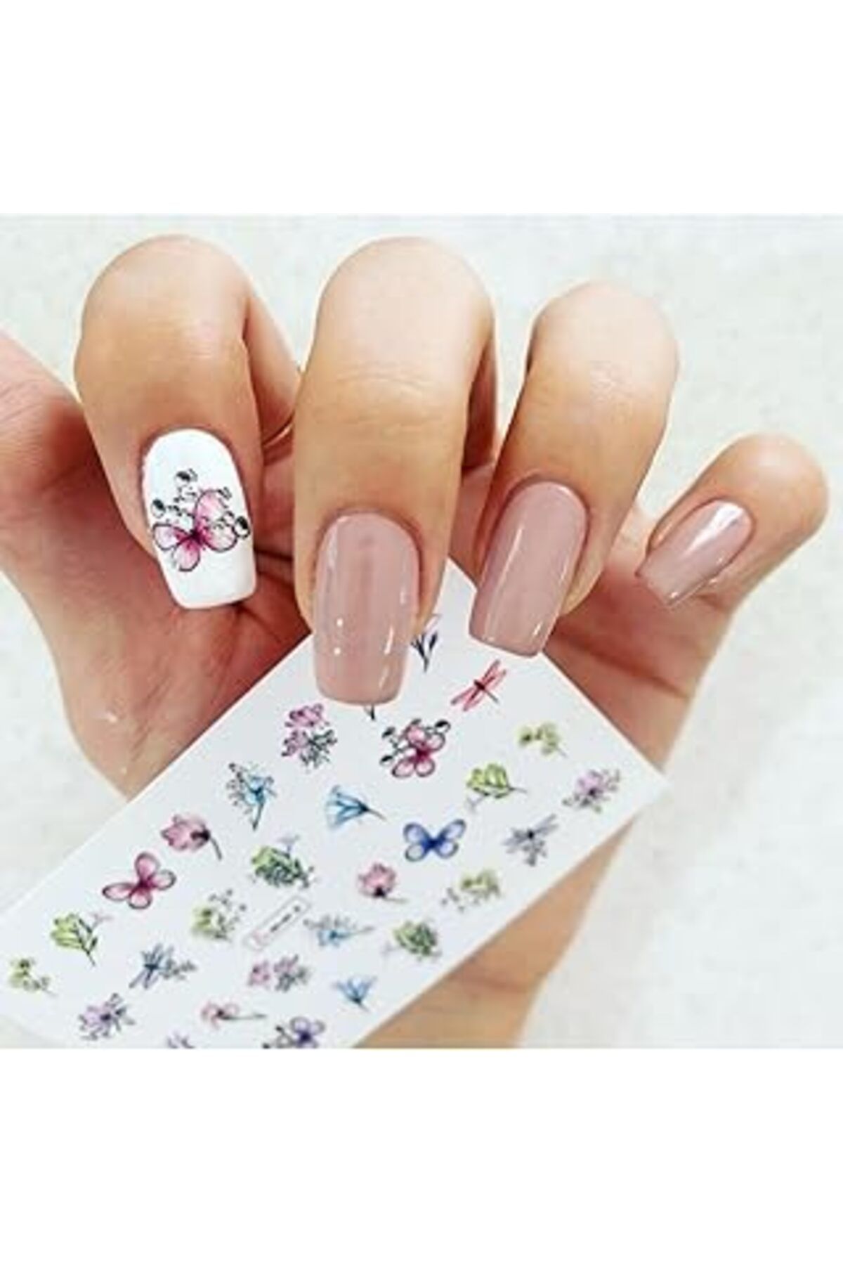 ebadi Rengarenk Çiçek Desenli Tırnak Dövmesi Tırnak Tattoo Nail Art Tırnak Sticker Scanm402