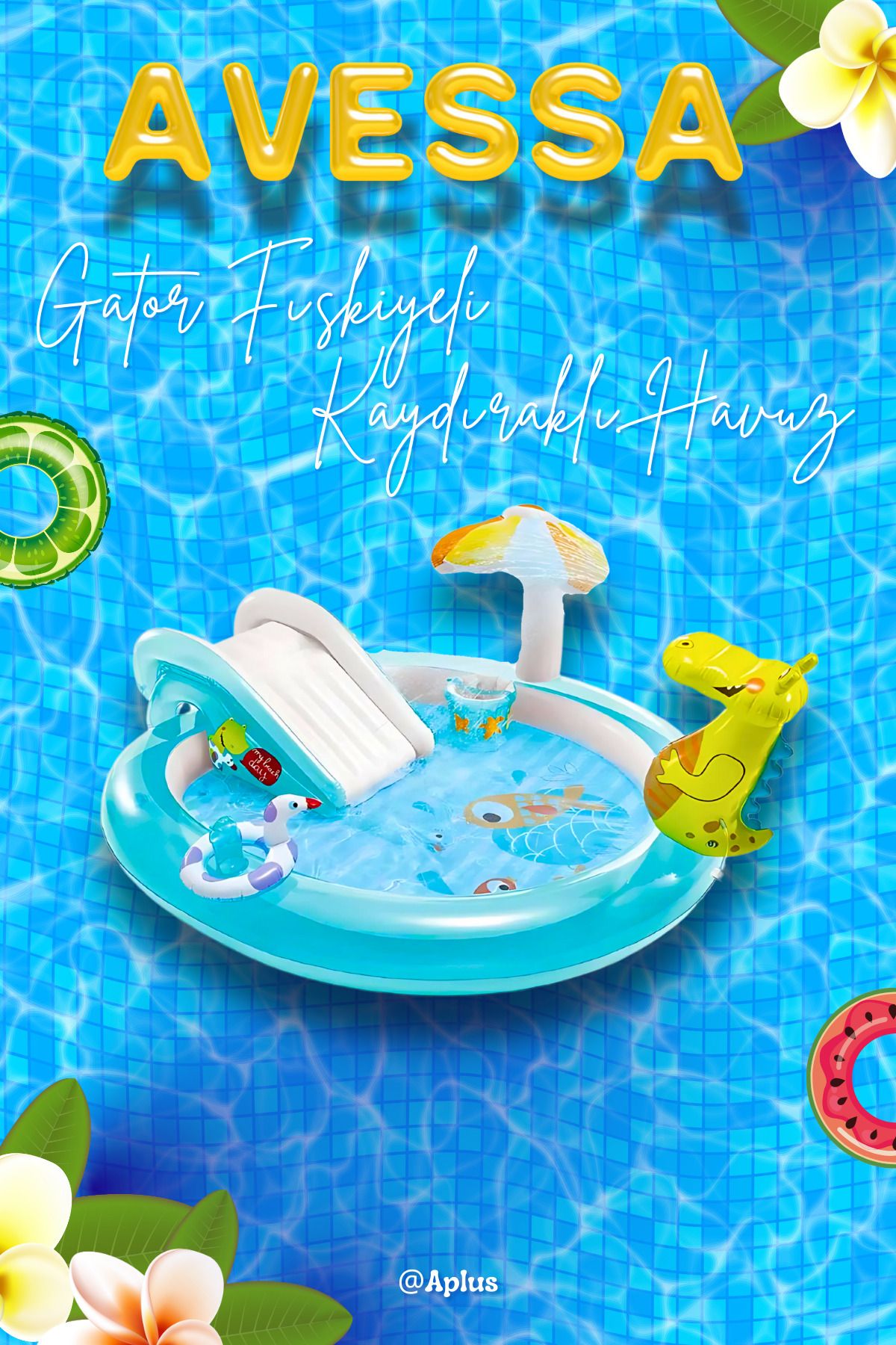 AVESSA Bahçenizde Mini Aqua Park - Intex Gator Fıskiyeli Kaydıraklı Havuz