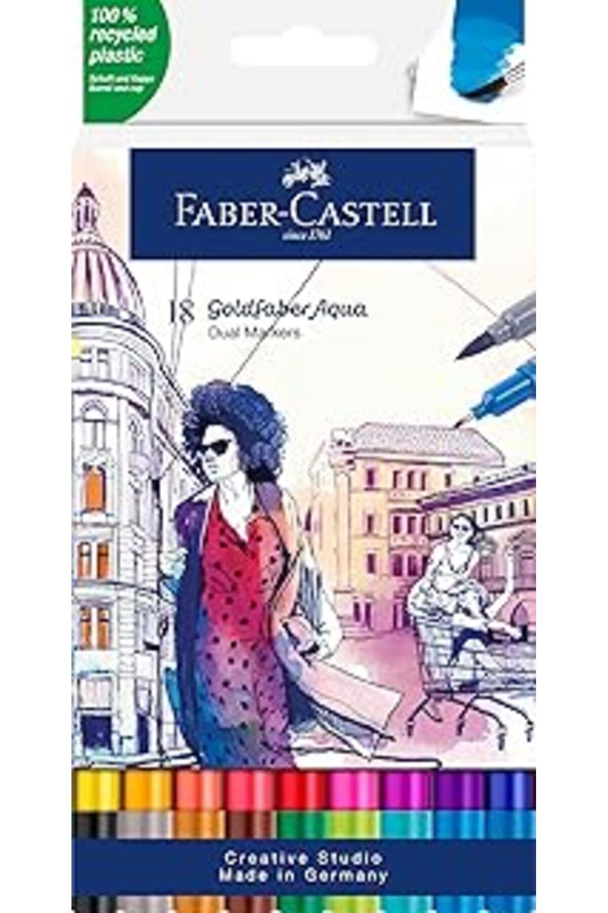 NETWORK ART Faber-Castell Goldfaber Aqua Çift Uçlu Sanatsal Markör 18'li