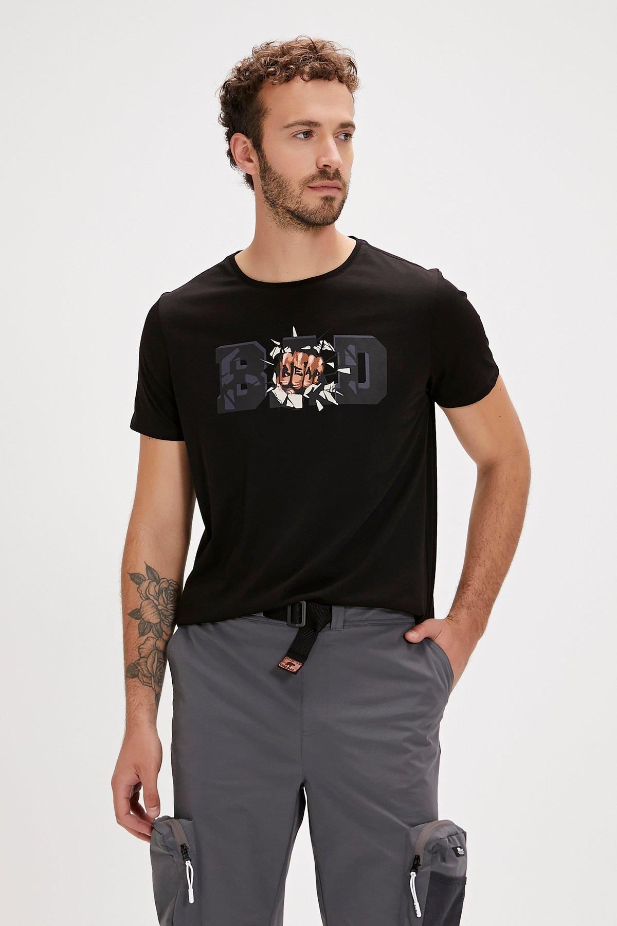 تی شرت مردانه یقه گرد مشکی بنگ Bad Bear