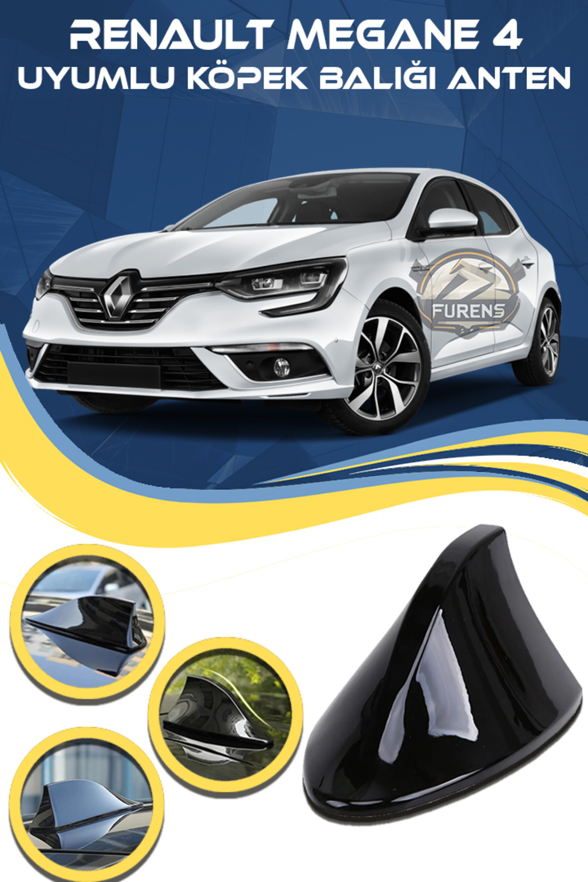 STS Oto Aksesuar Renault Megane 4 Uyumlu Oto Balık Sırtı Anten Elektrikli Köpekbalığı Balina Tavan Anteni